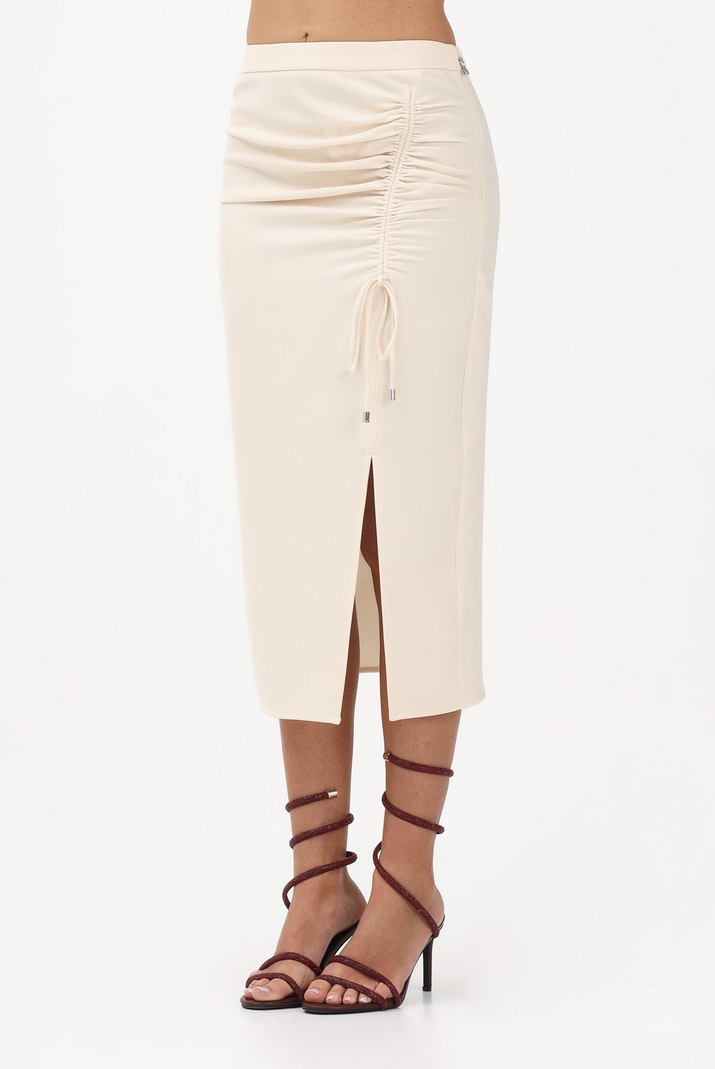 PATRIZIA PEPE Gonna midi panna da donna con arriccio 8G0530A701 W409 PATRIZIA PEPE