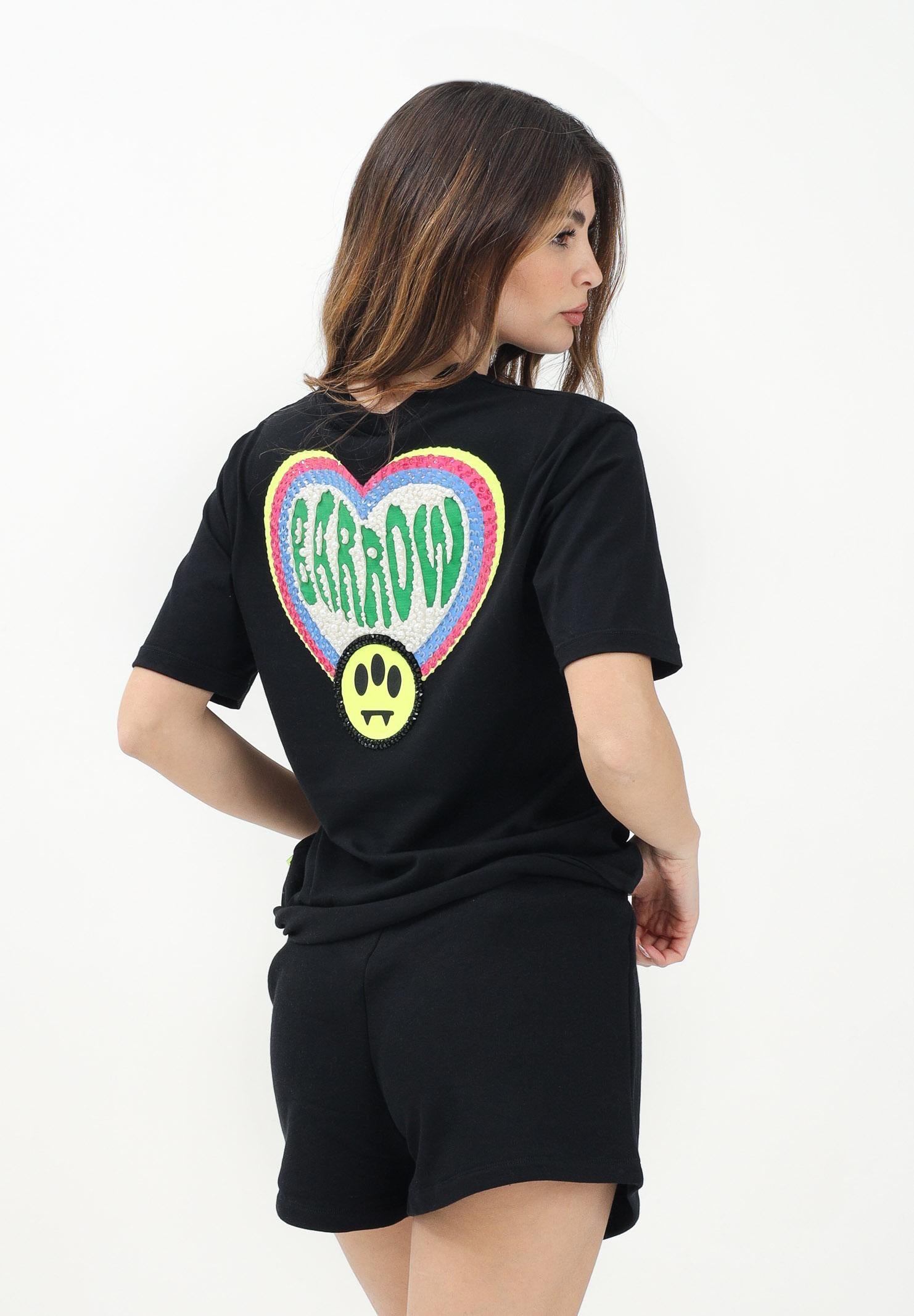 BARROW T-shirt a manica corta nera per donna e bambina con logo sul retro S5BKJGTH169 110 BARROW