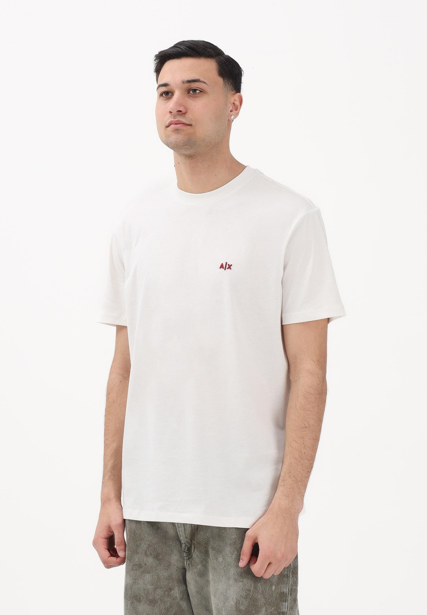 ARMANI EXCHANGE T-shirt a manica corta crema da uomo con ricamo A|X XM001568AF10358 U1074 ARMANI EXCHANGE