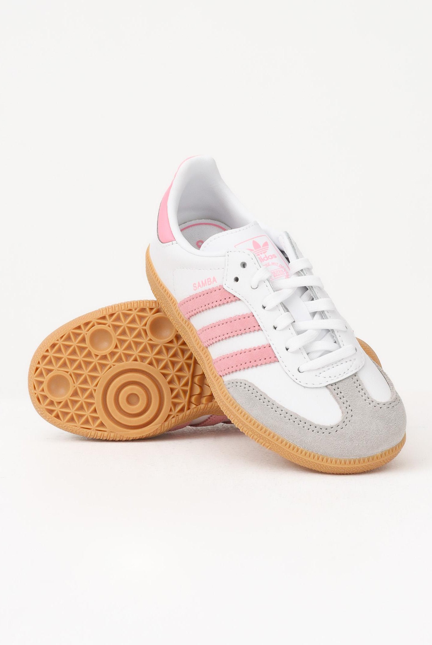ADIDAS ORIGINALS Sneakers SAMBA OG bianche e rosa da bambina JQ2024 . ADIDAS ORIGINALS