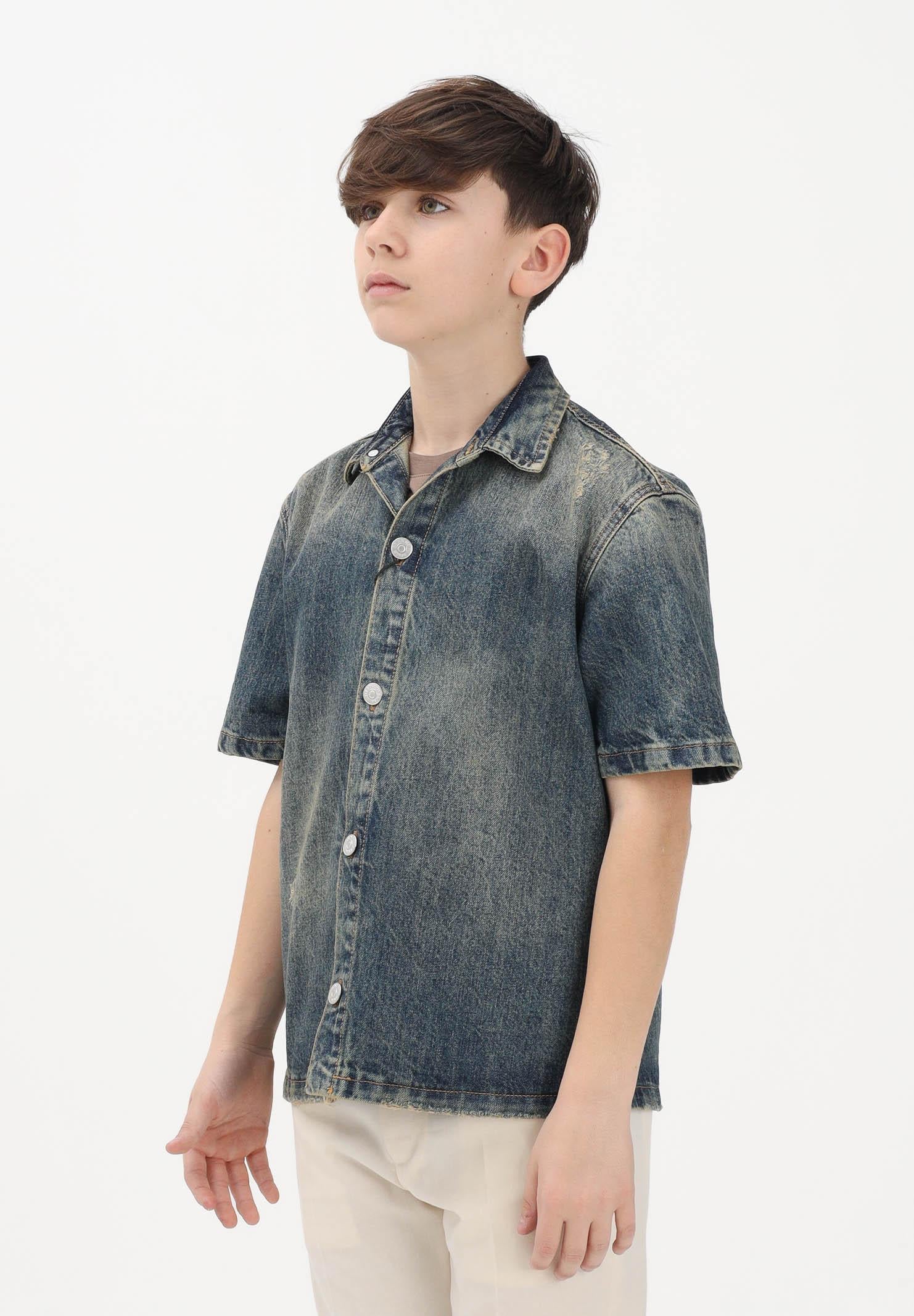 I'M BRIAN Camicia a manica corta in denim sabbiato da bambino CA3653J 0028 I'M BRIAN