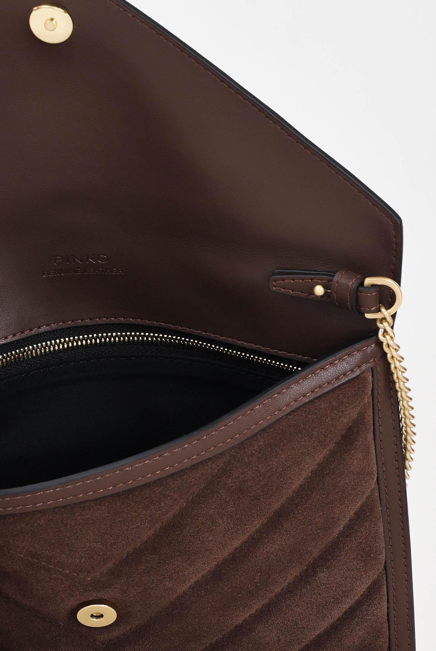 PINKO Pochette realizzata in pelle scamosciata marrone da donna con logo Love Birds 104820A2JH L74V PINKO