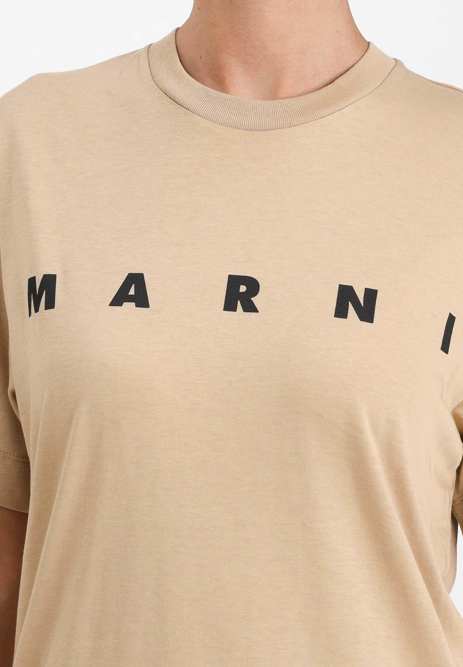 MARNI T-shirt a manica corta beige per donna, ragazzi e bambini con logo istituzionale M002MVM00RF 0M715 MARNI