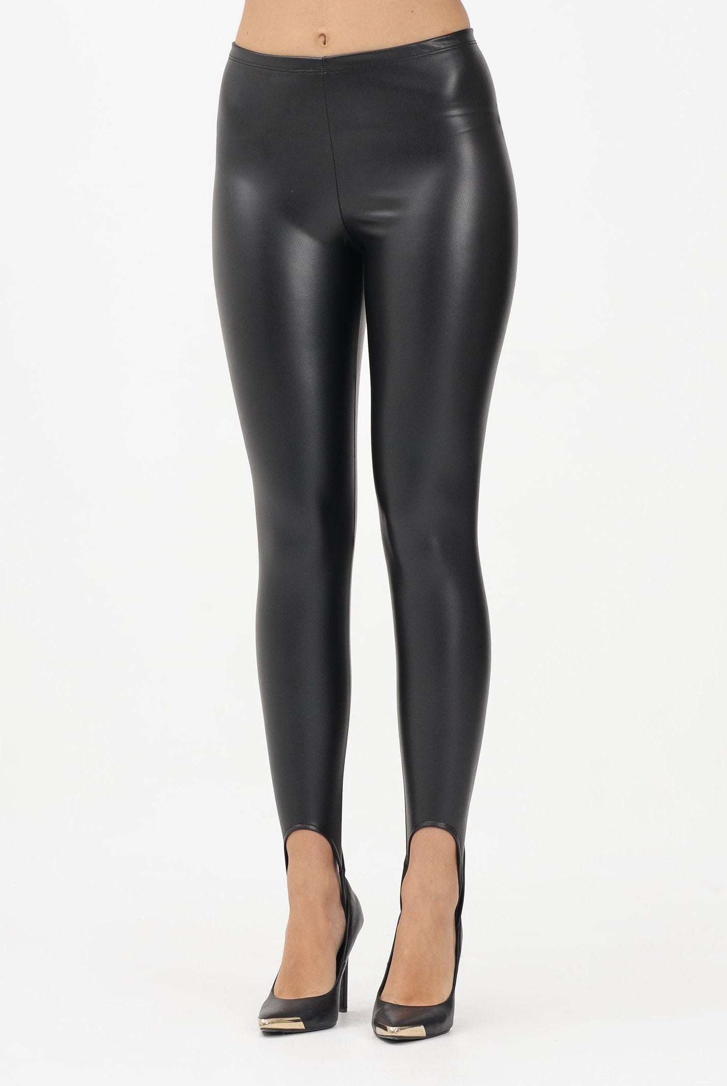 VICOLO Leggings in ecopelle nero da donna TF1800 NE VICOLO