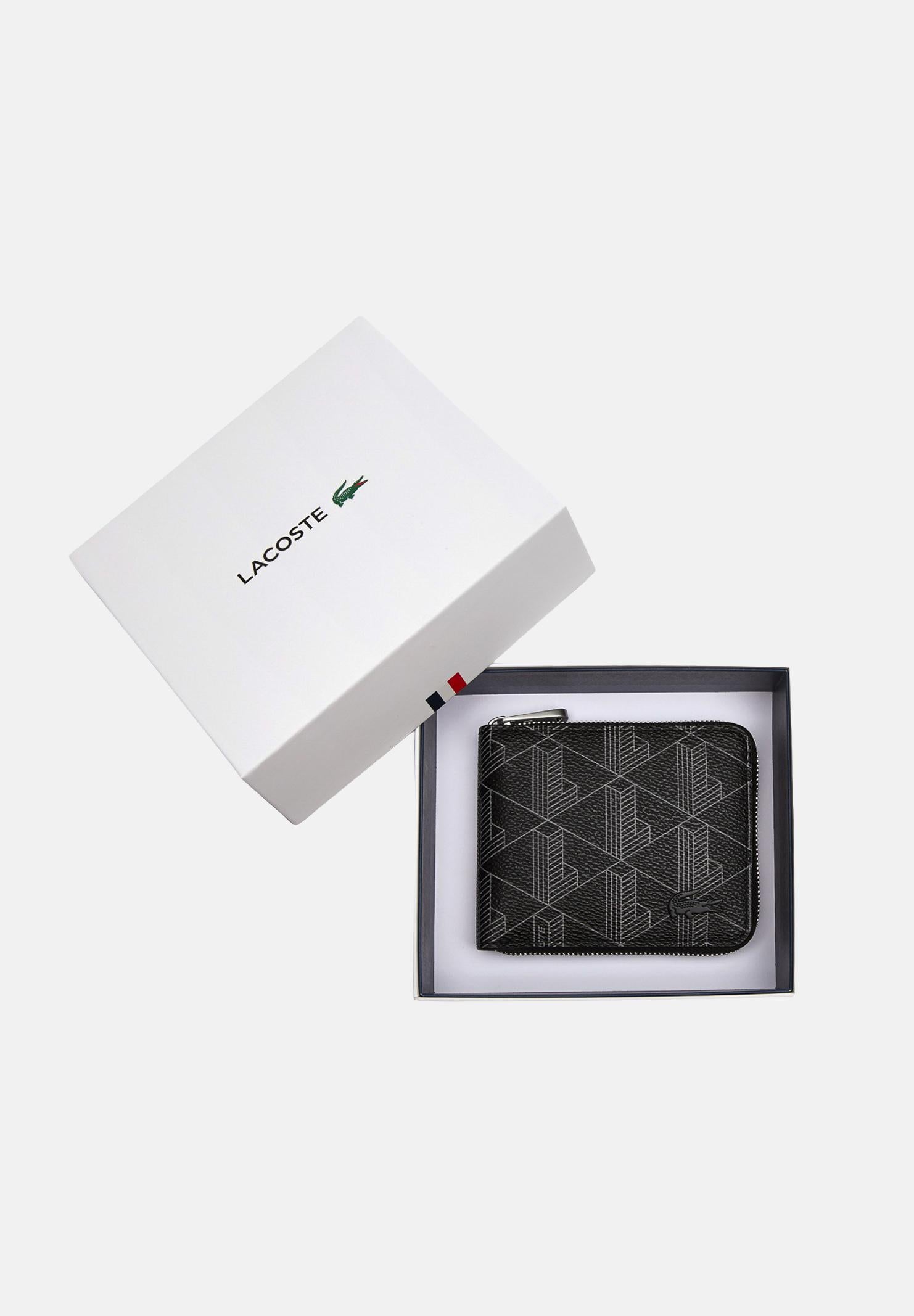 LACOSTE Portafogli nero da uomo con motivo monogram NH4005 H45 LACOSTE