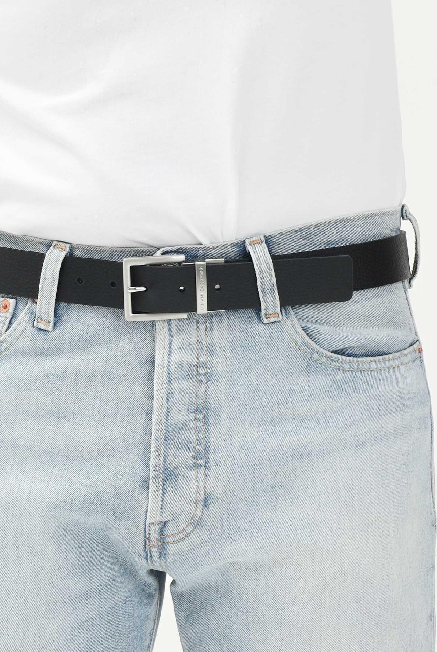 ARMANI EXCHANGE Cintura double face nera e blu da uomo 951000CC512 43020 ARMANI EXCHANGE