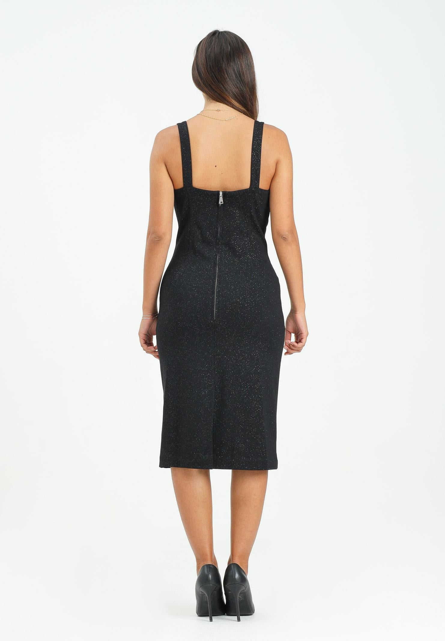 VERSACE JEANS COUTURE Abito midi nero da donna con fibbie Baroque 79HAO954J0240 899 VERSACE JEANS COUTURE