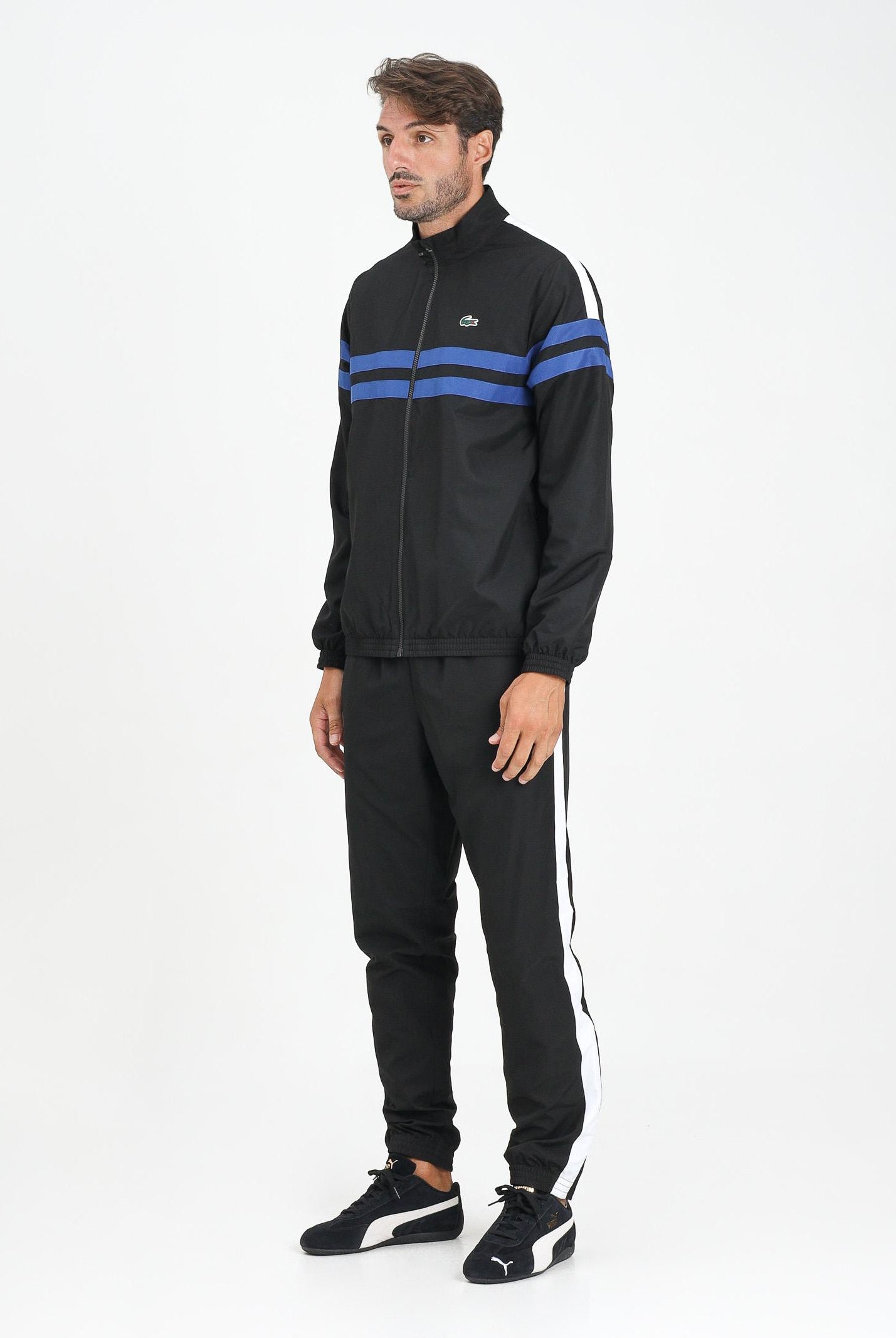 LACOSTE Tuta nera da uomo con maxi stampa sul retro WH4766 7LI LACOSTE