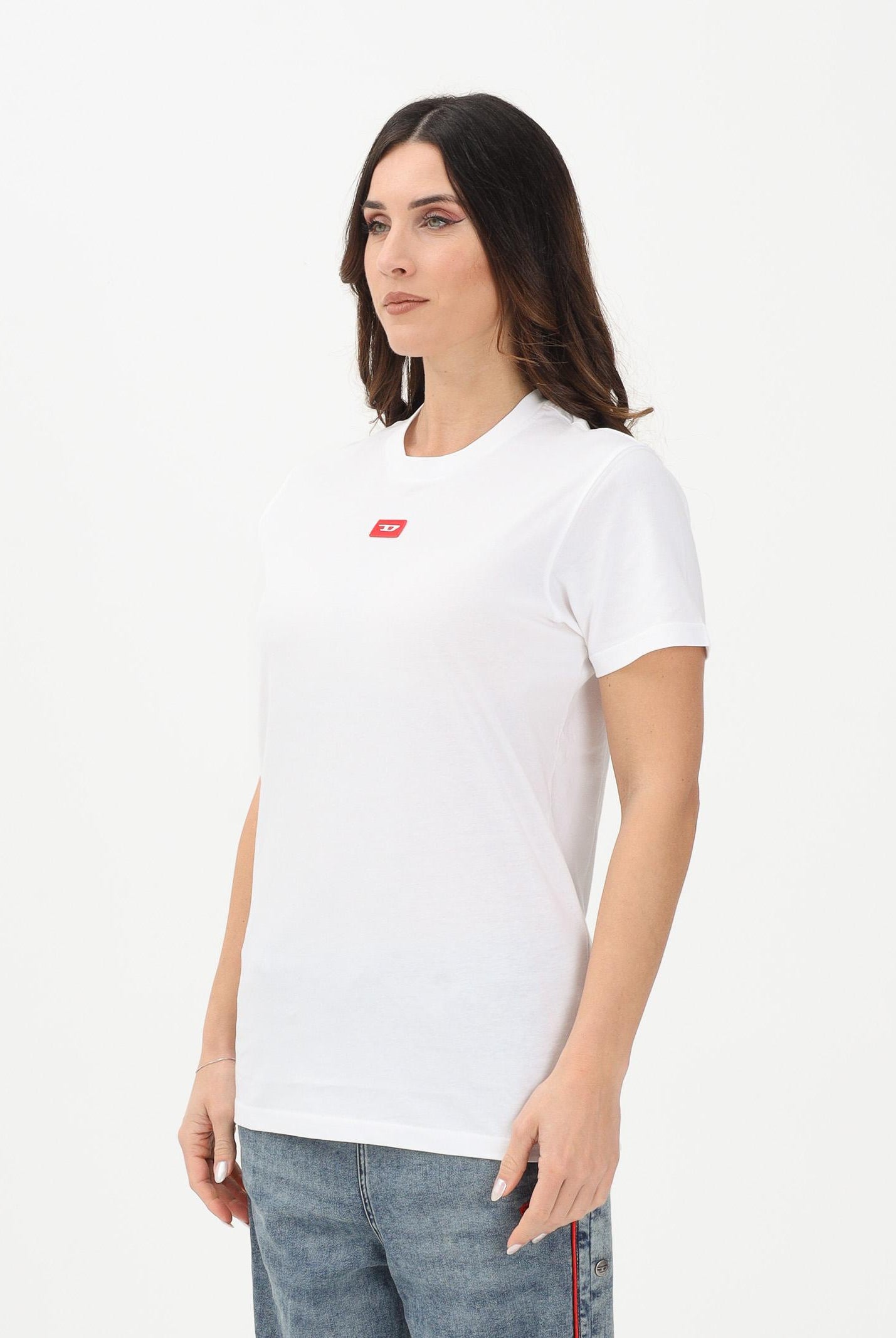 DIESEL T-shirt a manica corta bianca per donna, ragazzi e bambini con logo J025010GRAI K100 DIESEL