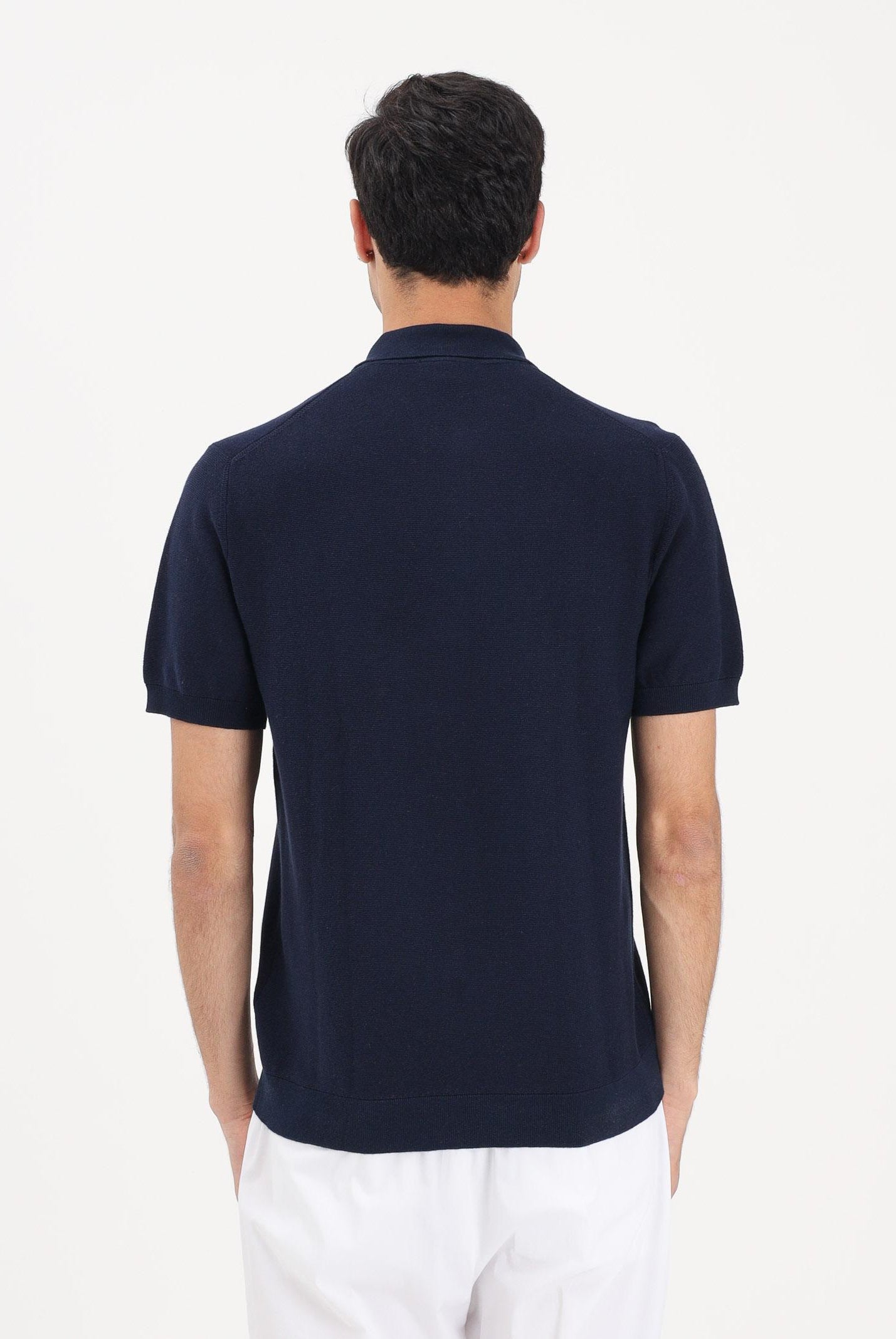 LACOSTE Polo a manica corta blu da uomo in maglia bouclé AH1043 166 LACOSTE