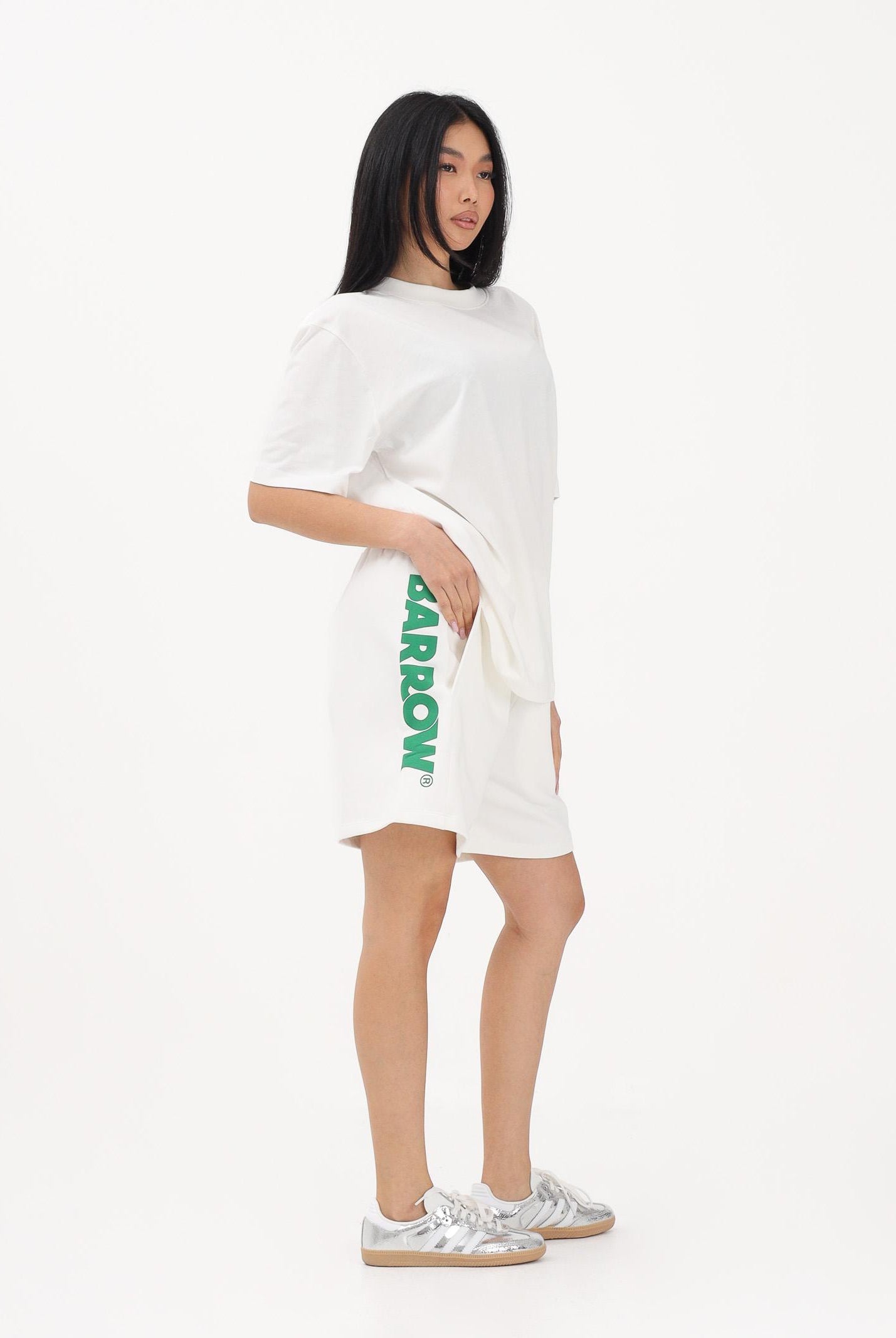 BARROW Shorts sportivo bianco per uomo e donna con stampa logo S6BWUABE004 412 BARROW