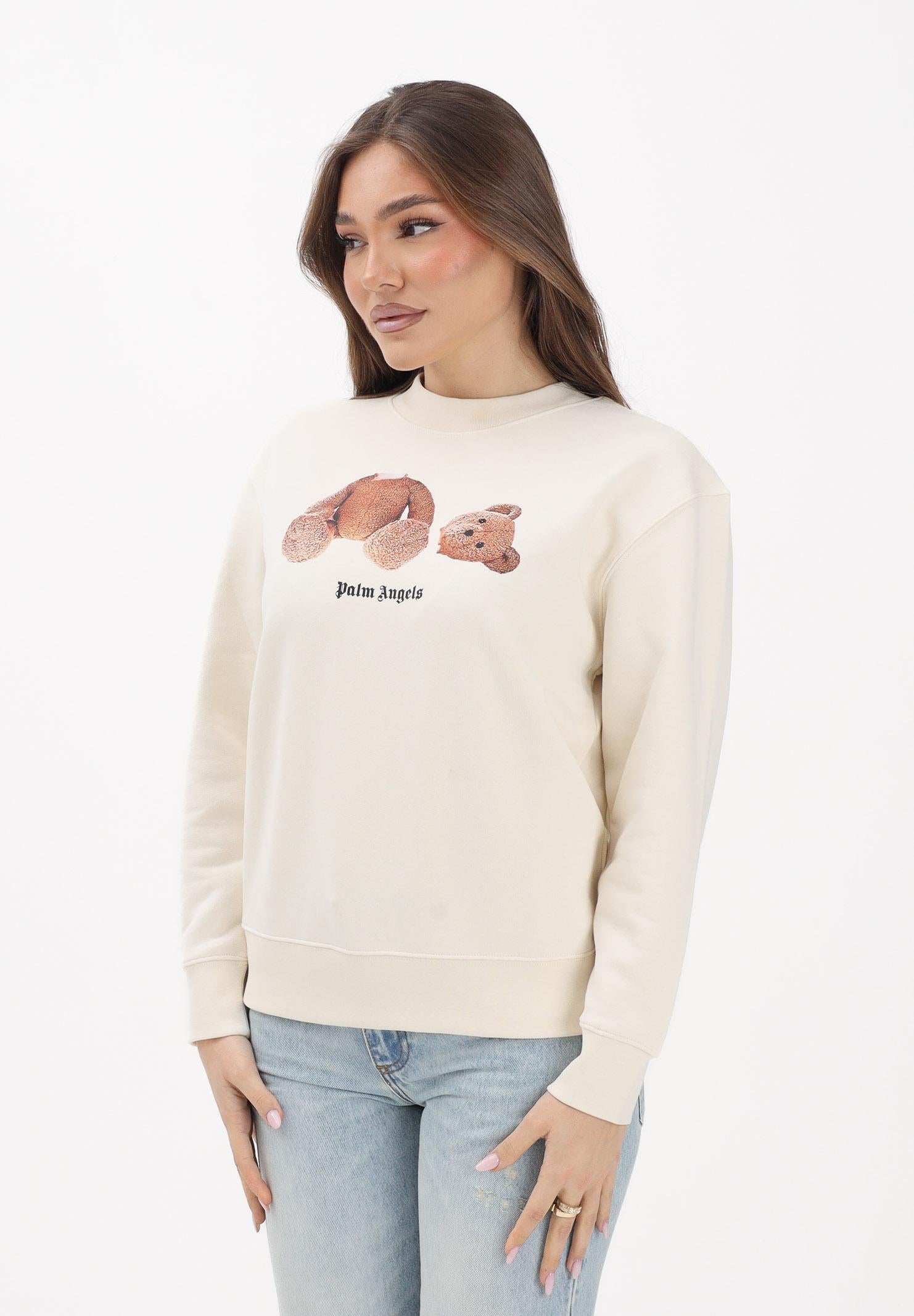 PALM ANGELS Felpa girocollo panna per donna, ragazzi e bambini con stampa PBBA012S26FLE002 002 PALM ANGELS