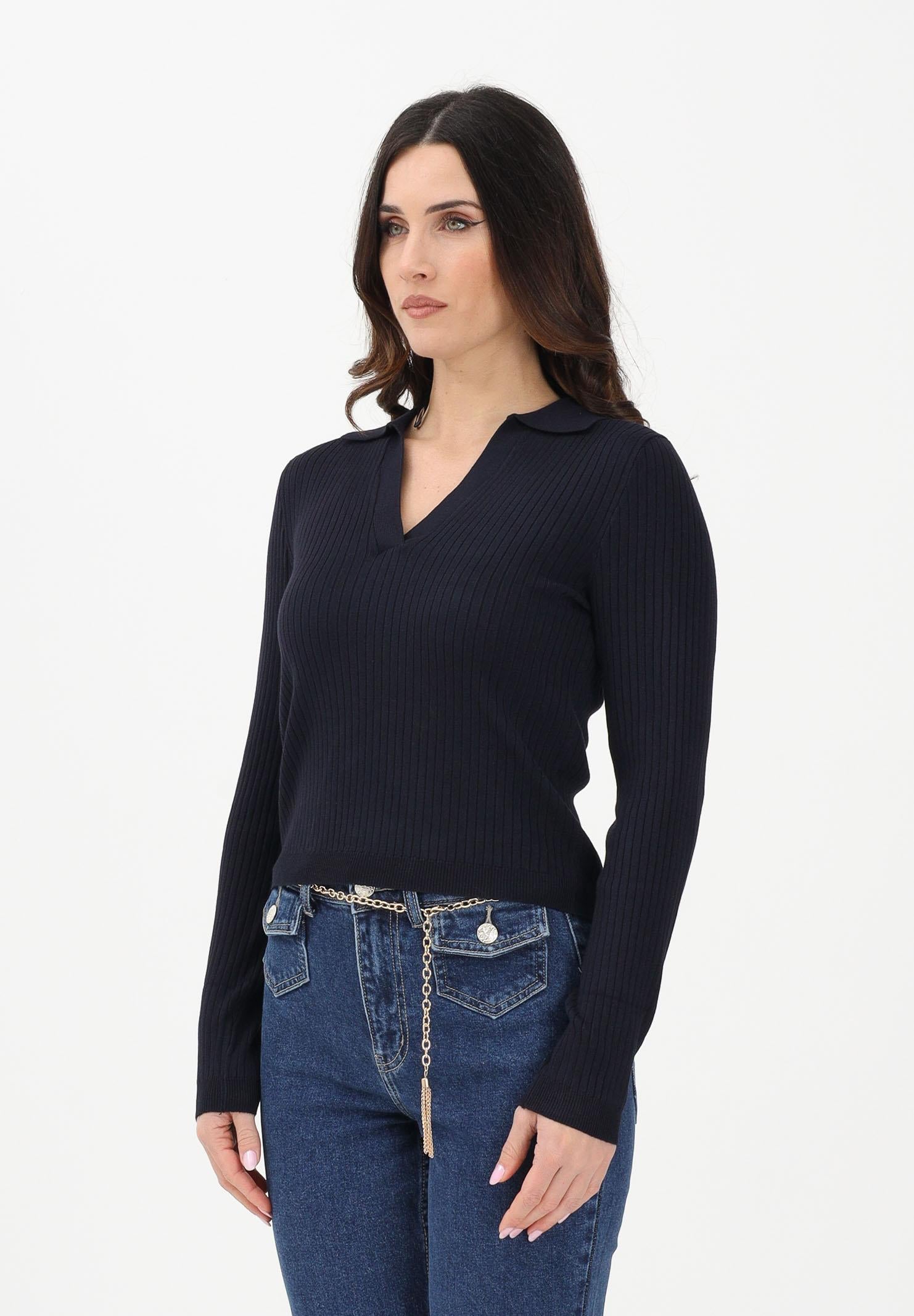 ONLY Maglioncino in tessuto a coste blu da donna stile polo 15344841 NISK ONLY