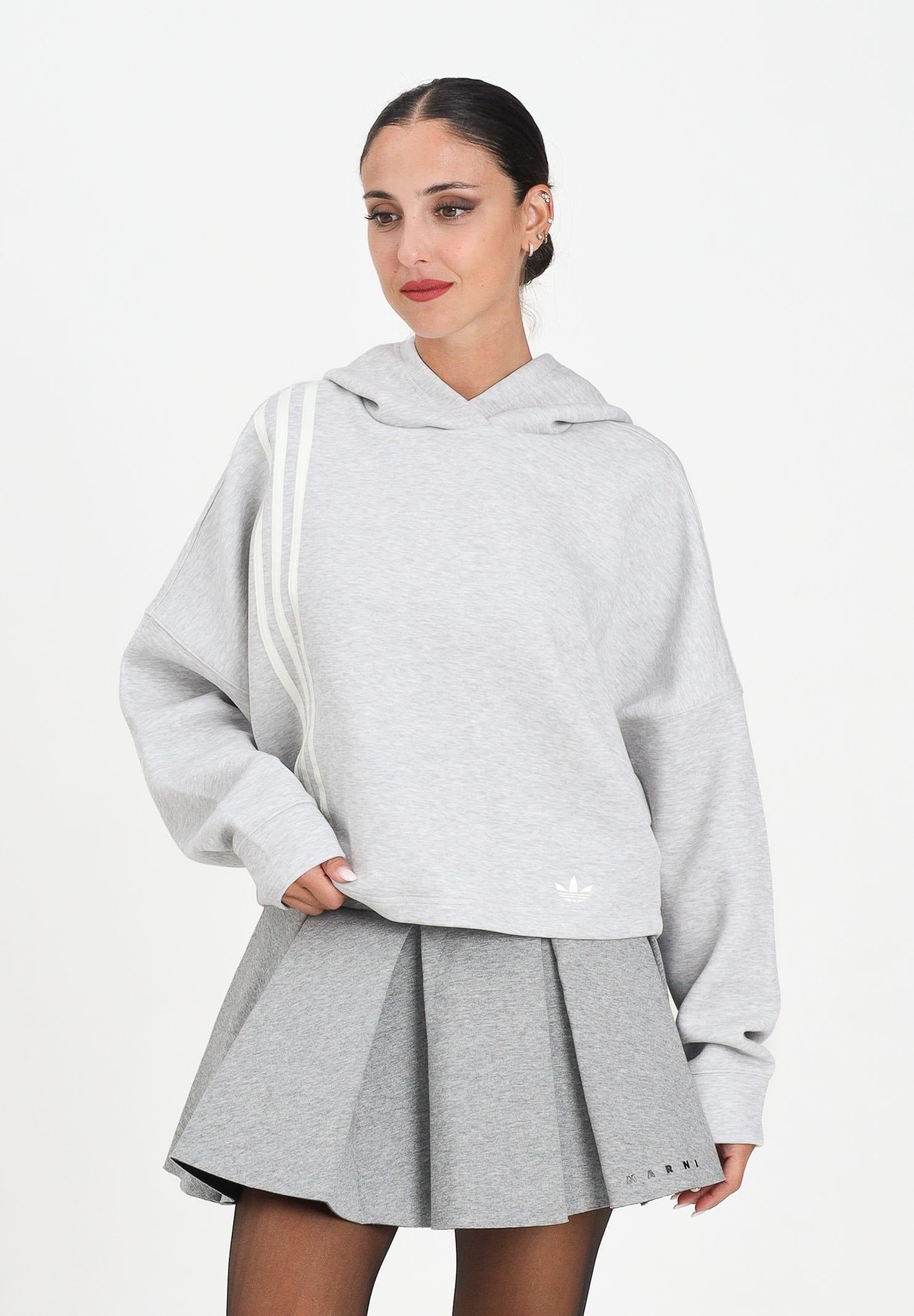 ADIDAS ORIGINALS Felpa con cappuccio 3 Stripes grigia da donna JW3596 ADIDAS ORIGINALS
