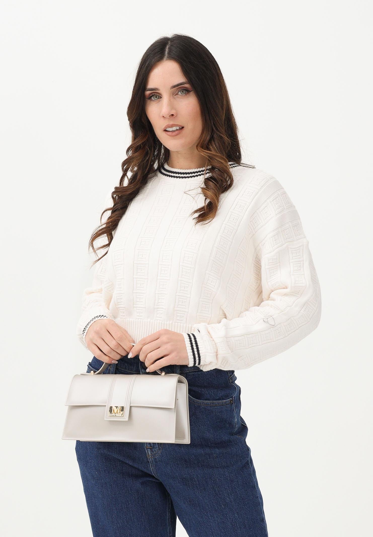 TOMMY JEANS Maglioncino girocollo panna da donna con logo all-over DW0DW22025 YBH TOMMY JEANS