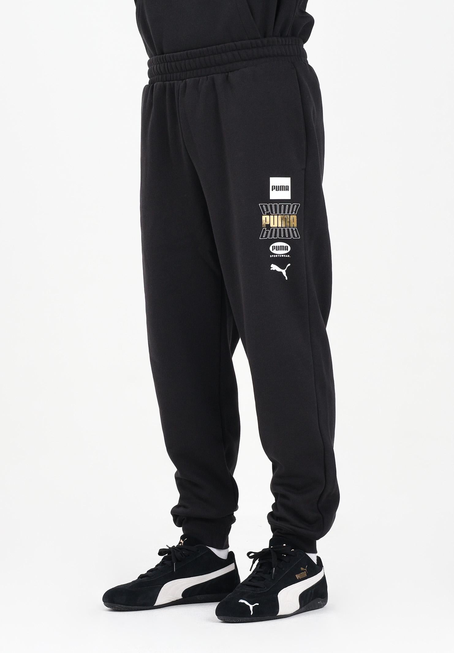 PUMA Pantalone sportivo nero da uomo con stampa logo 688192 01 PUMA