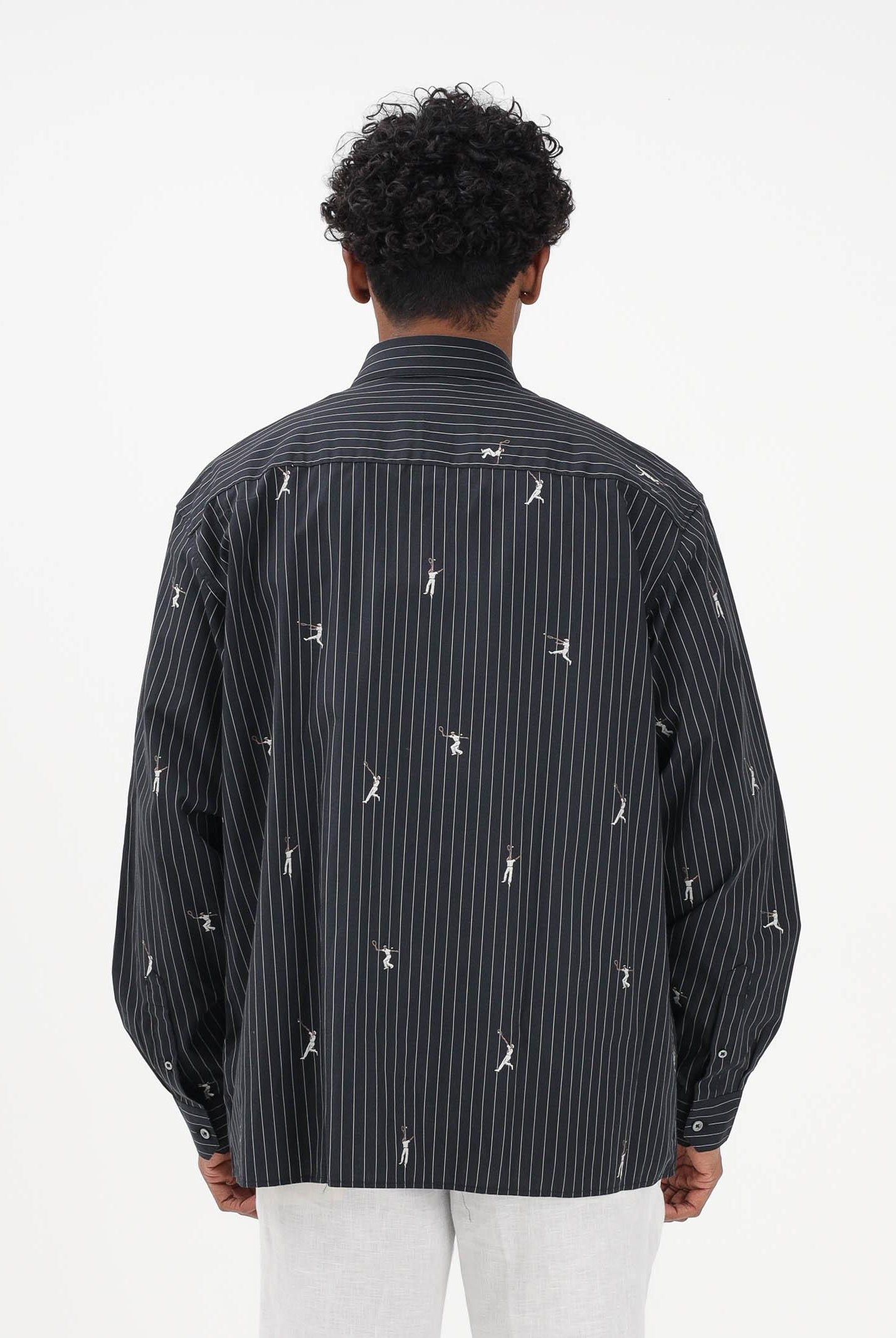LACOSTE Camicia a manica lunga nera da uomo con fantasia CH2191 350 LACOSTE
