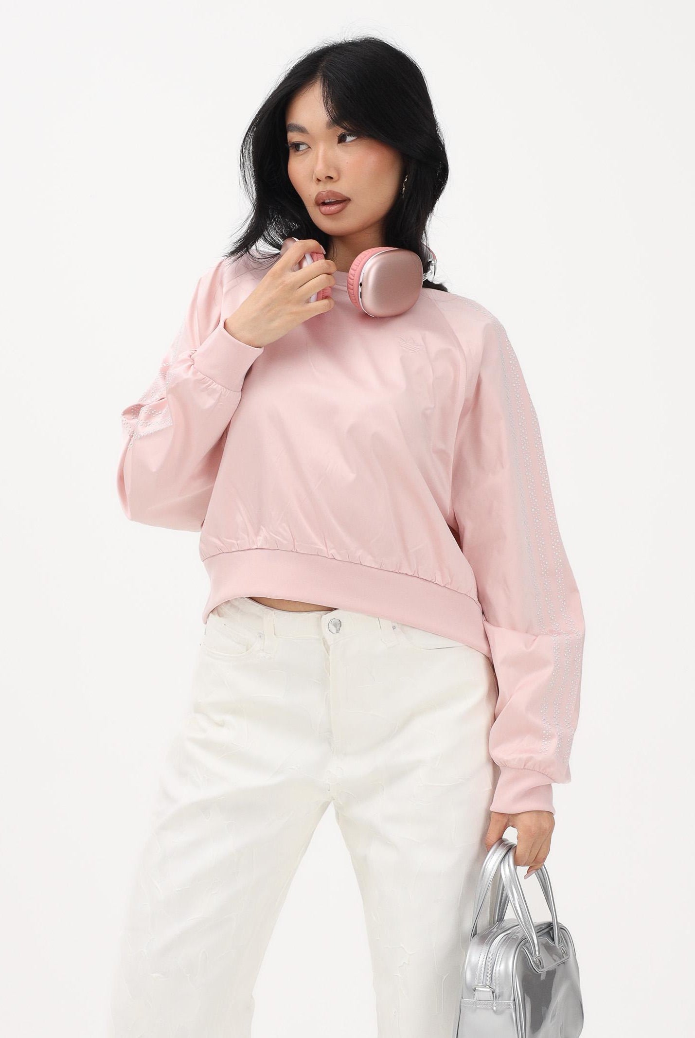 ADIDAS ORIGINALS Felpa girocollo PEARL JACQUARD rosa da donna KE3354 . ADIDAS ORIGINALS