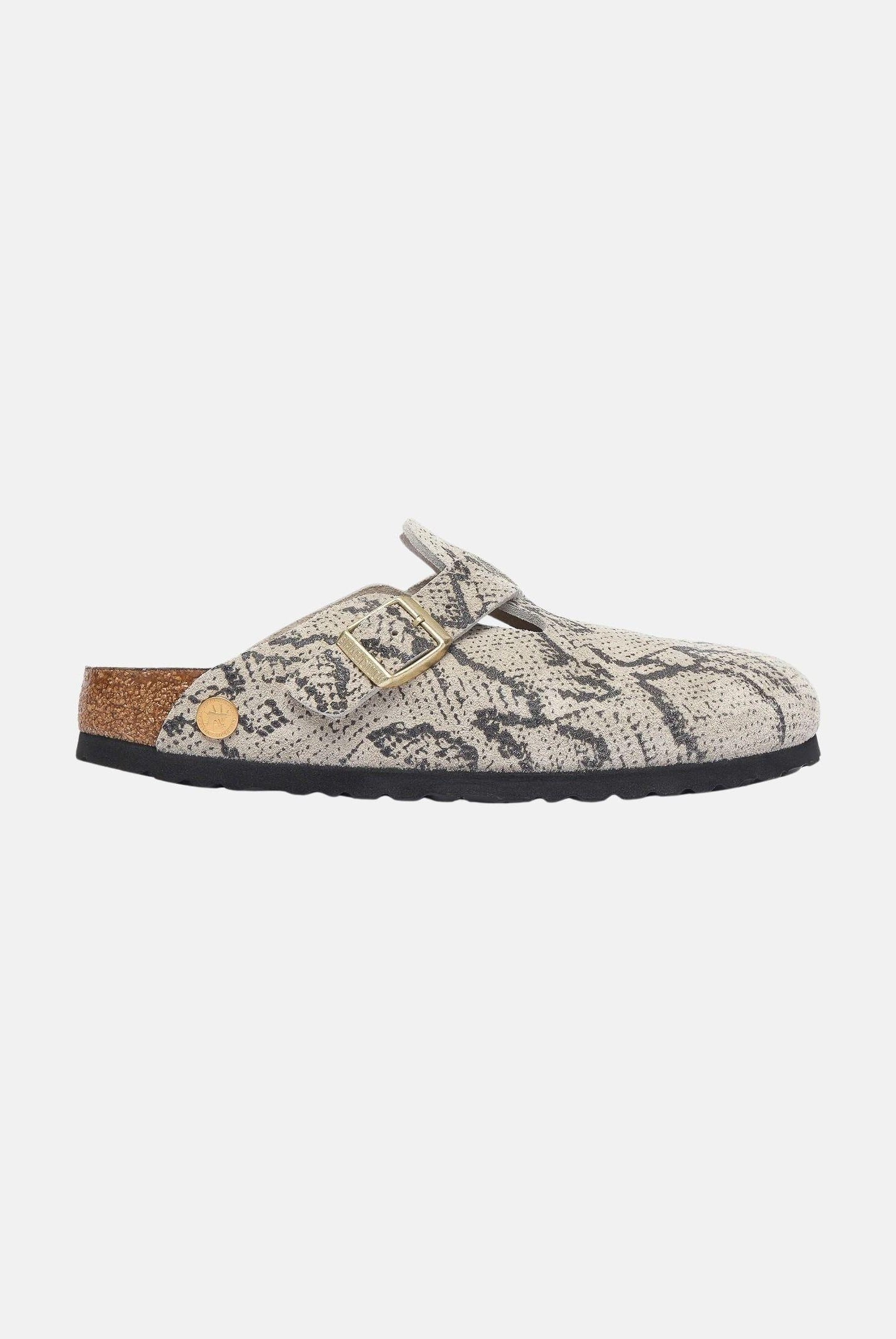 BIRKENSTOCK Sabot Boston Rivet Logo Snake Oyster beige unisex. 1033086 . BIRKENSTOCK