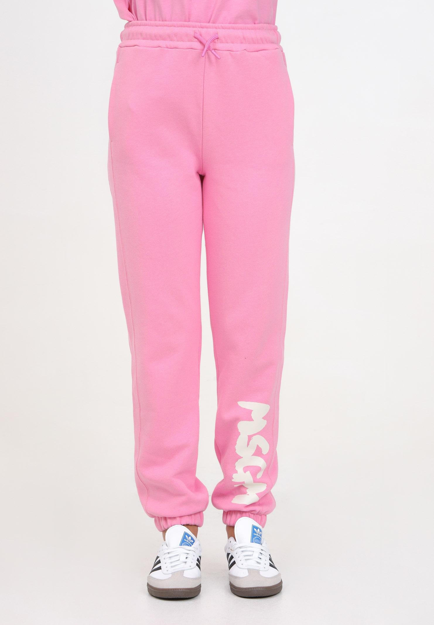 Pantalone sportivo rosa per donna e bambina rifinito da stampa logo F4MSJUFP063 042 MSGM