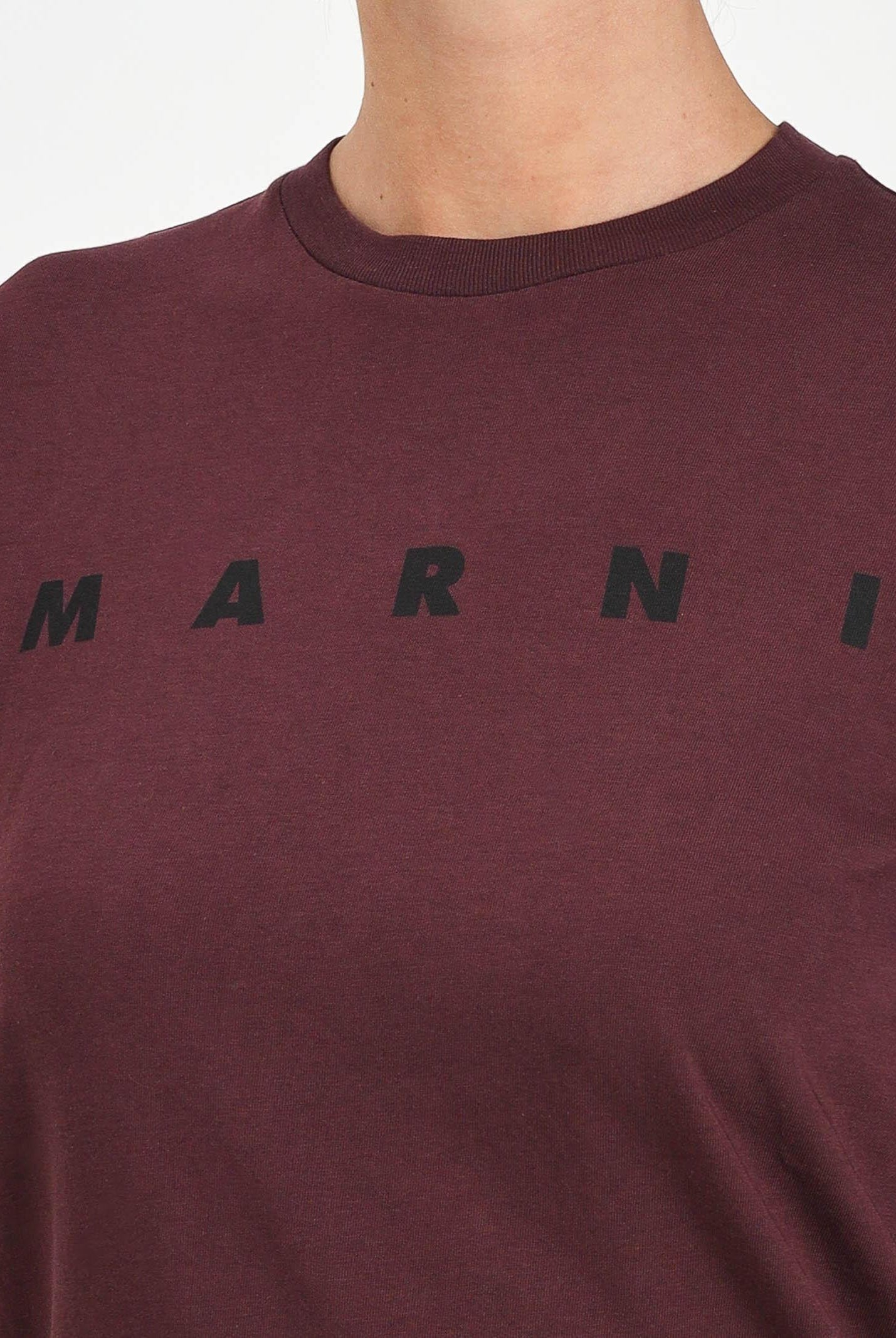MARNI T-shirt a manica corta bordeaux per donna, ragazzi e bambini con stampa logo M01601M00RF 0M434 MARNI