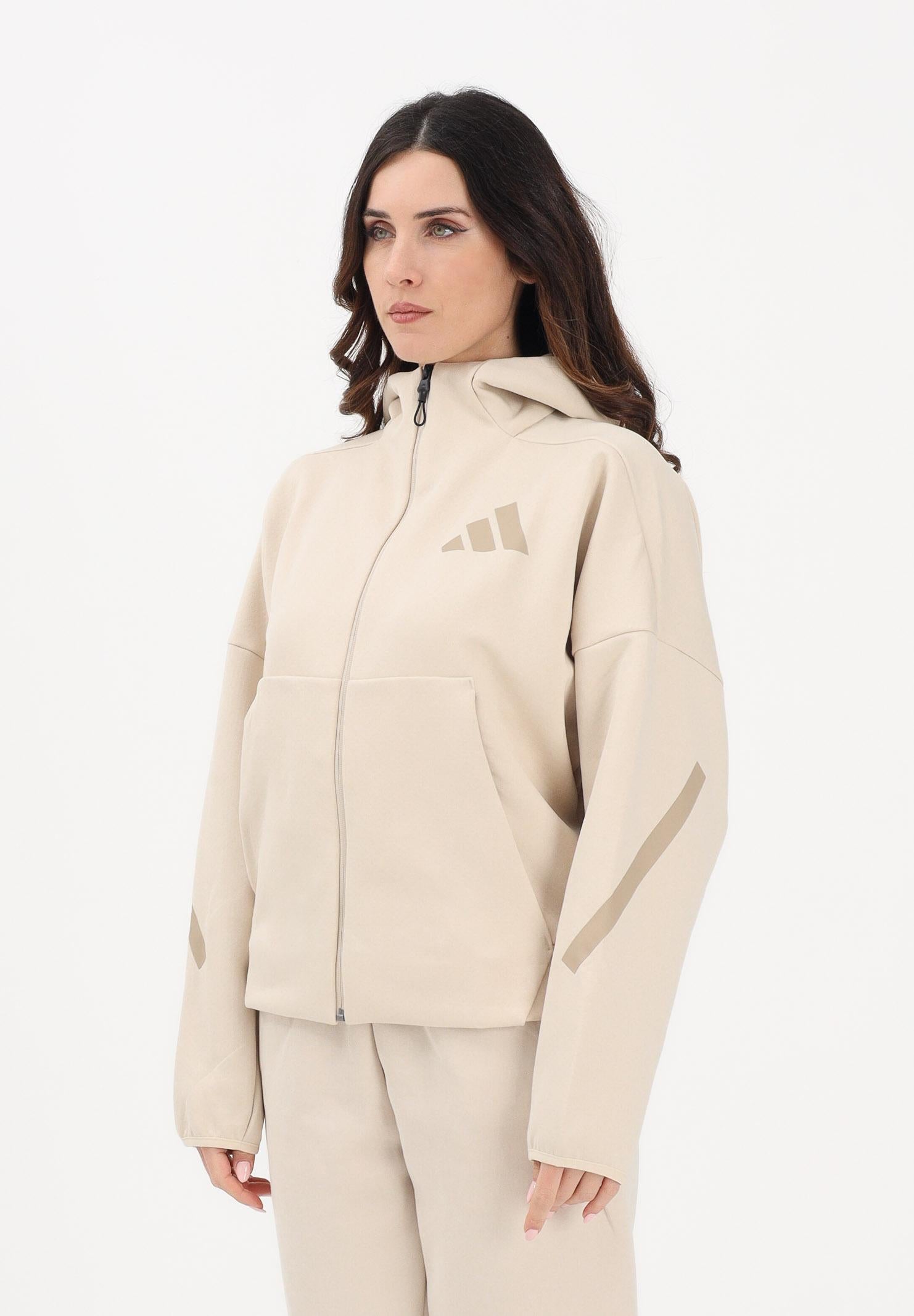ADIDAS PERFORMANCE Felpa con zip ZNE beige da donna KE4746 . ADIDAS PERFORMANCE