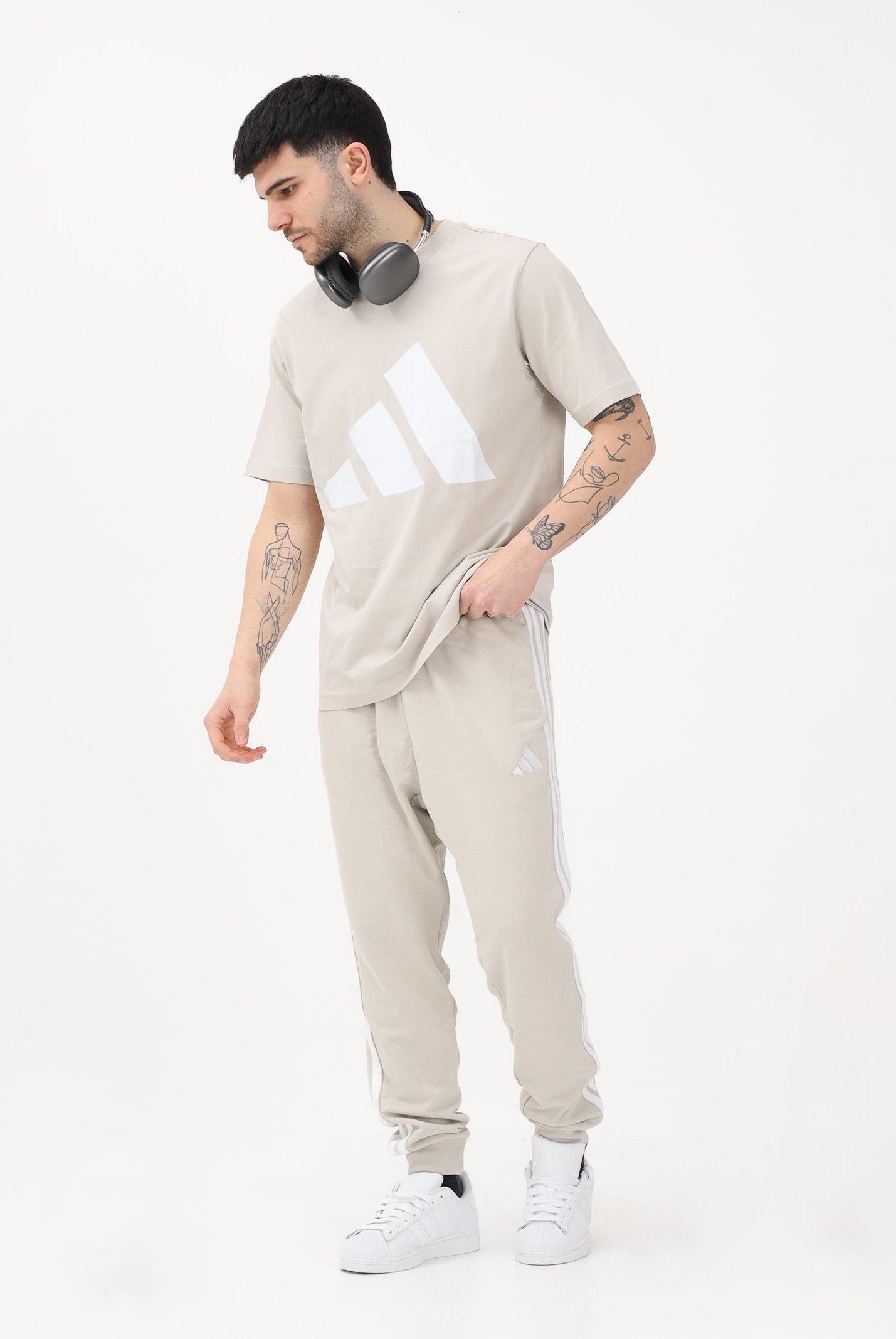 ADIDAS PERFORMANCE Pantalone sportivo ESSENTIALS THREE STRIPES FRENCH TERRY beige da uomo JE6353 . ADIDAS PERFORMANCE