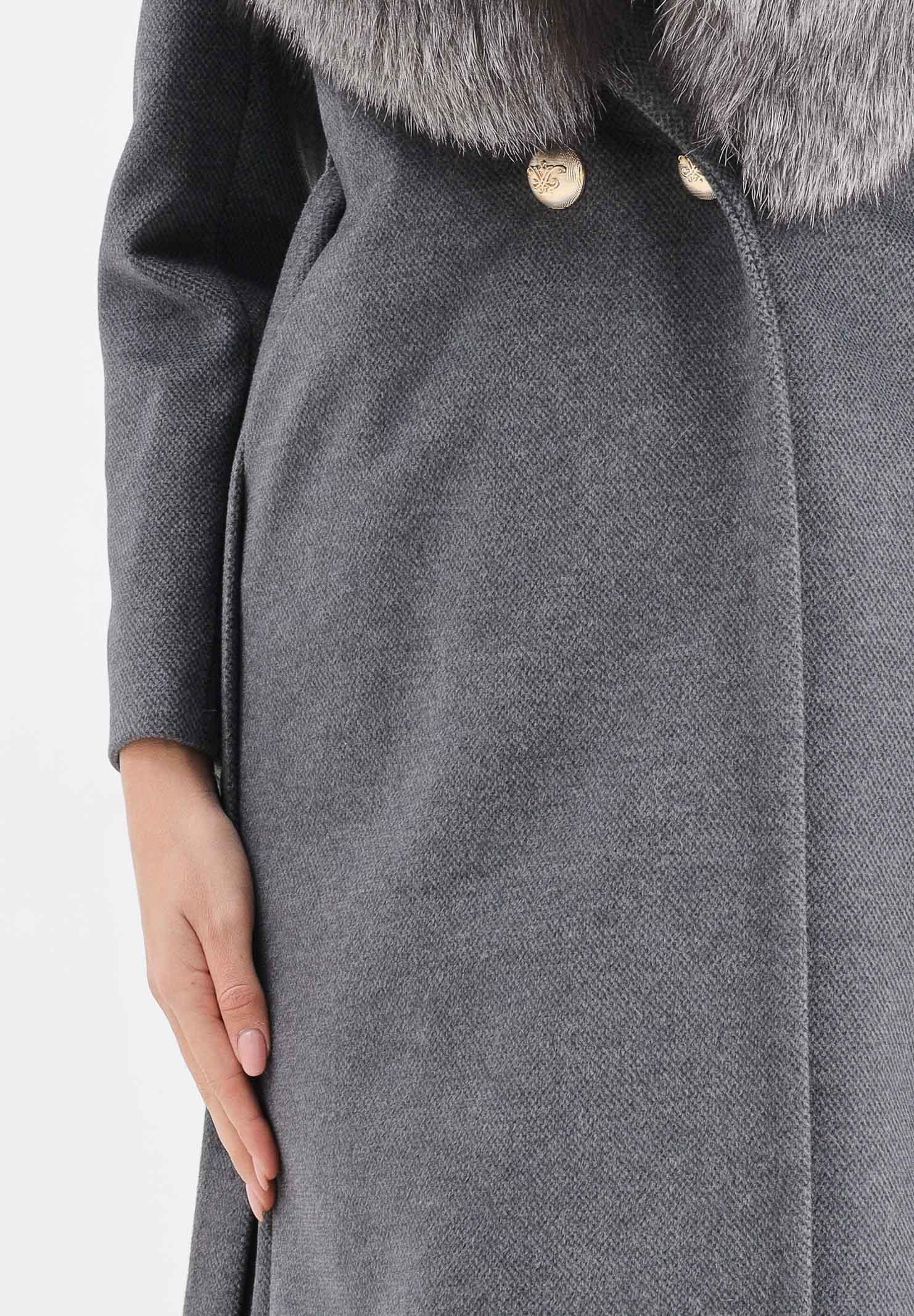 YES LONDON Cappotto grigio da donna con collo in vera pelliccia CD1218 GR YES LONDON