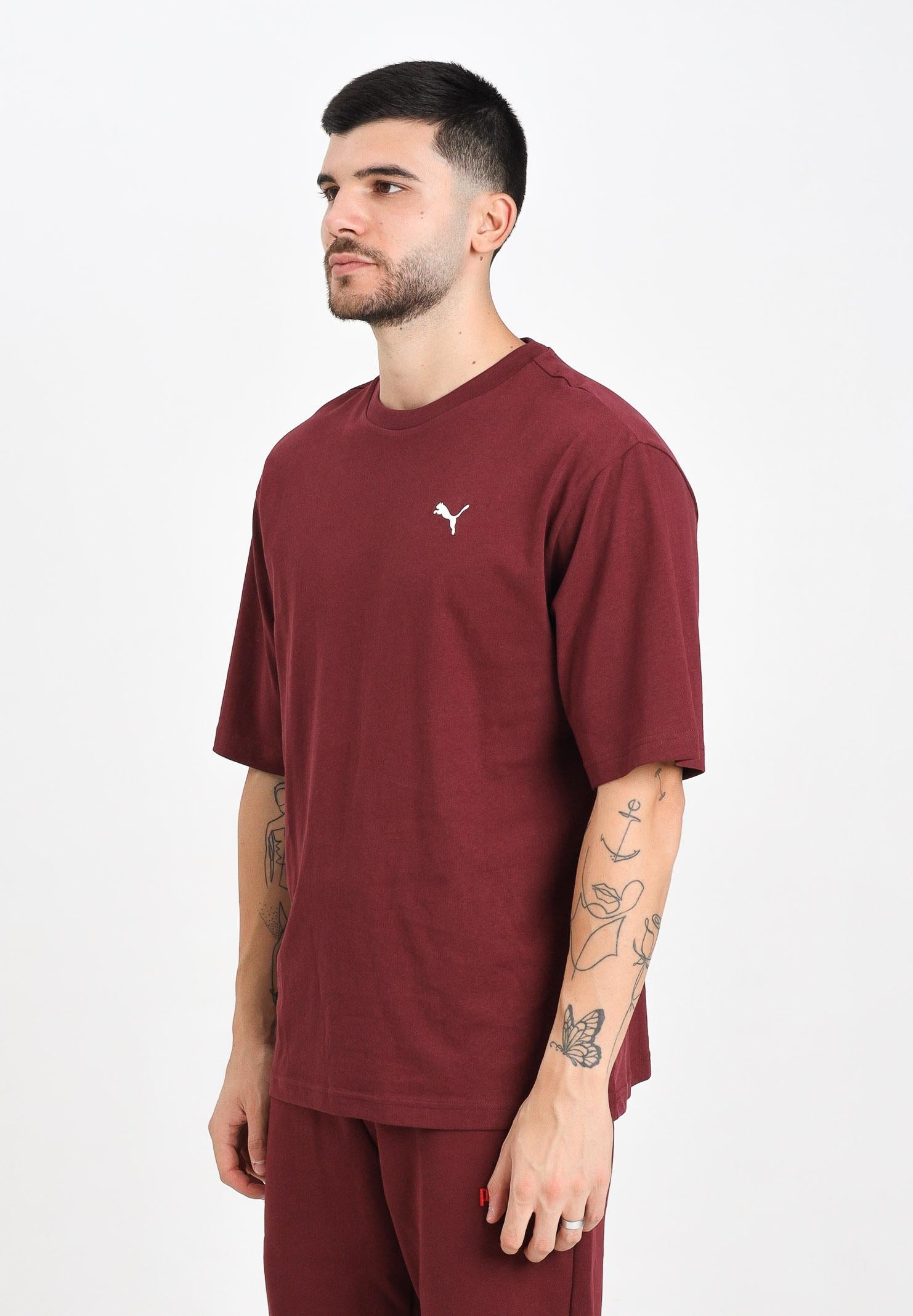 PUMA T-shirt a manica corta WARDROBE ESS bordeaux da uomo 629645 96 PUMA