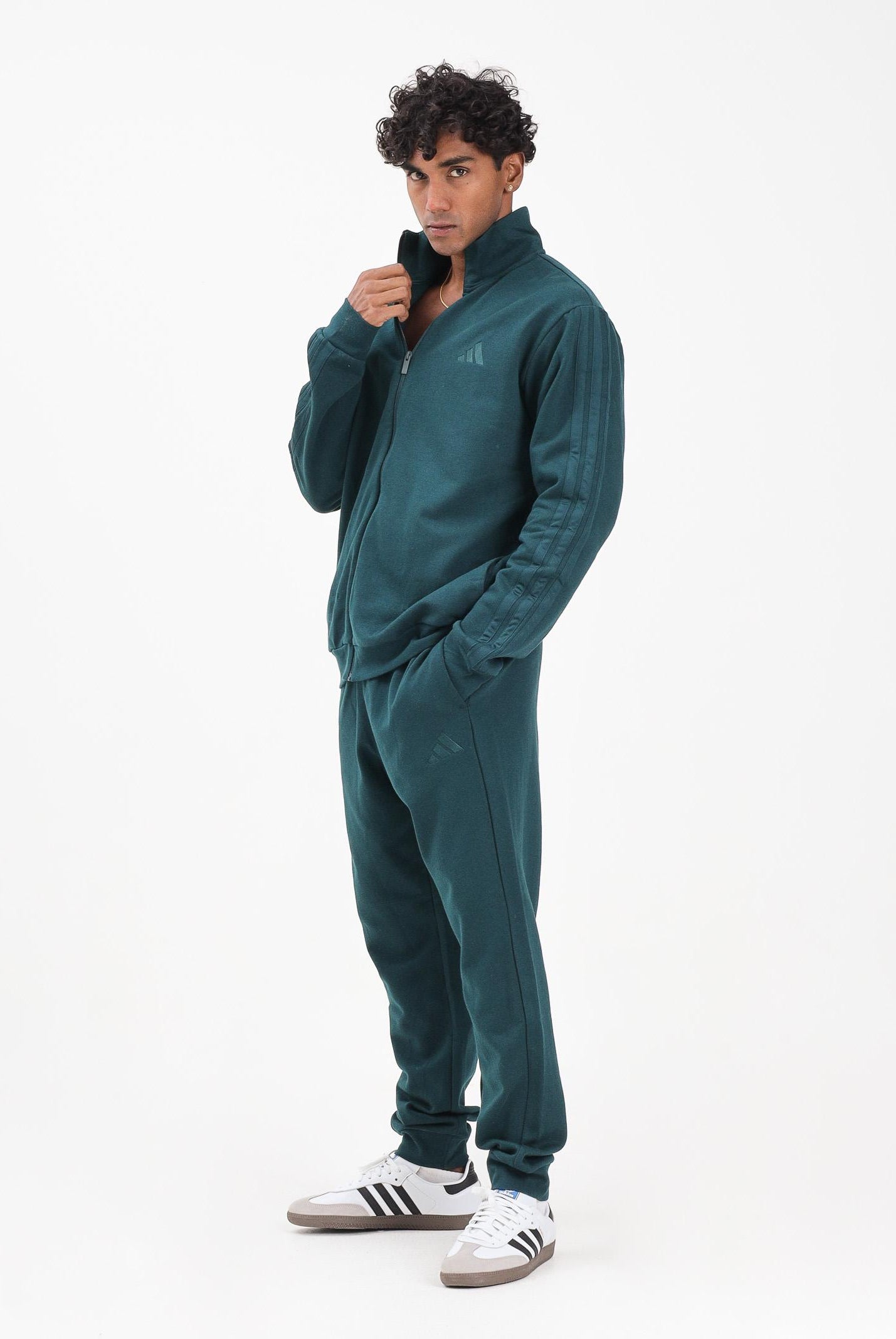 ADIDAS PERFORMANCE Tuta Sportswear Basic 3-Stripes Fleece verde da uomo JX5546  ADIDAS PERFORMANCE