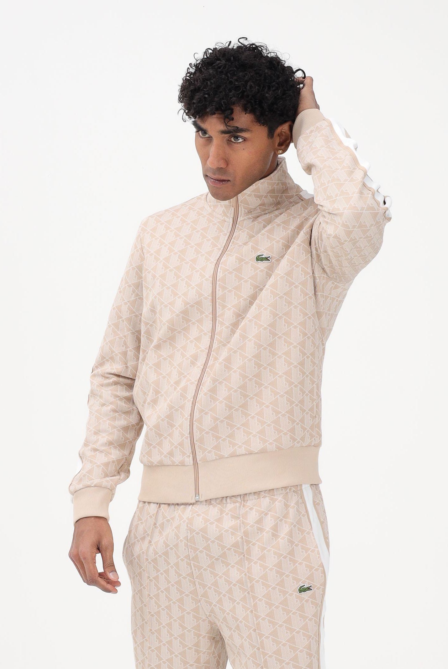 LACOSTE Felpa con zip Paris beige da uomo SH1368 8GI LACOSTE