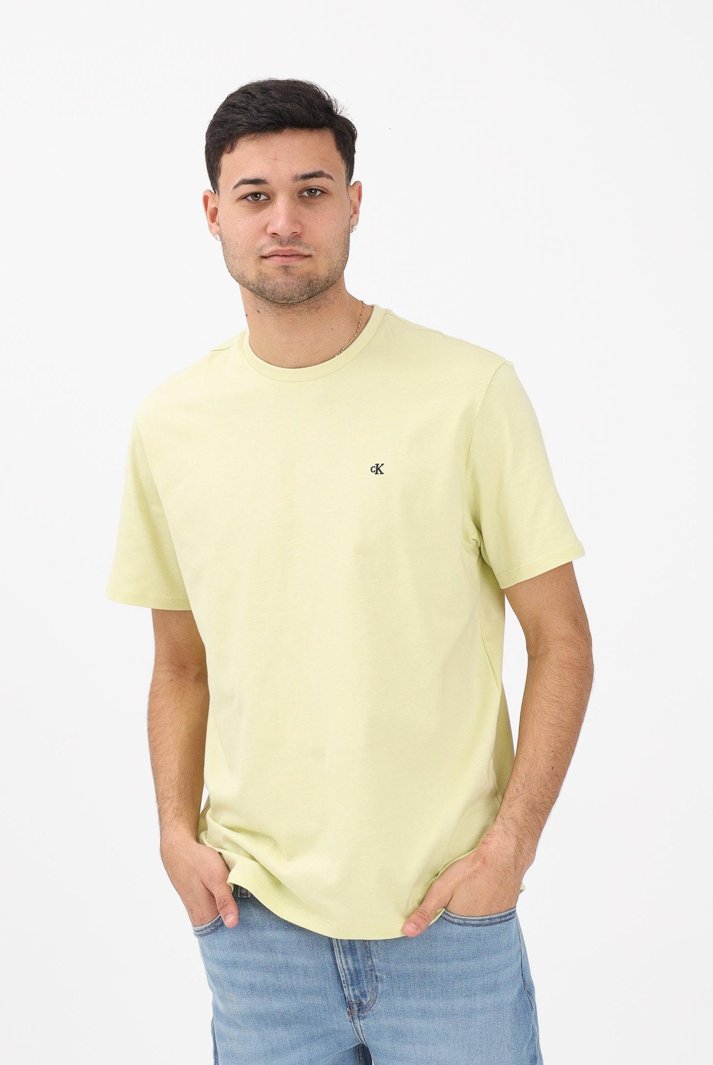 CALVIN KLEIN JEANS T-shirt a manica corta verde lime da uomo con logo LV04RD254G2EZ . CALVIN KLEIN JEANS
