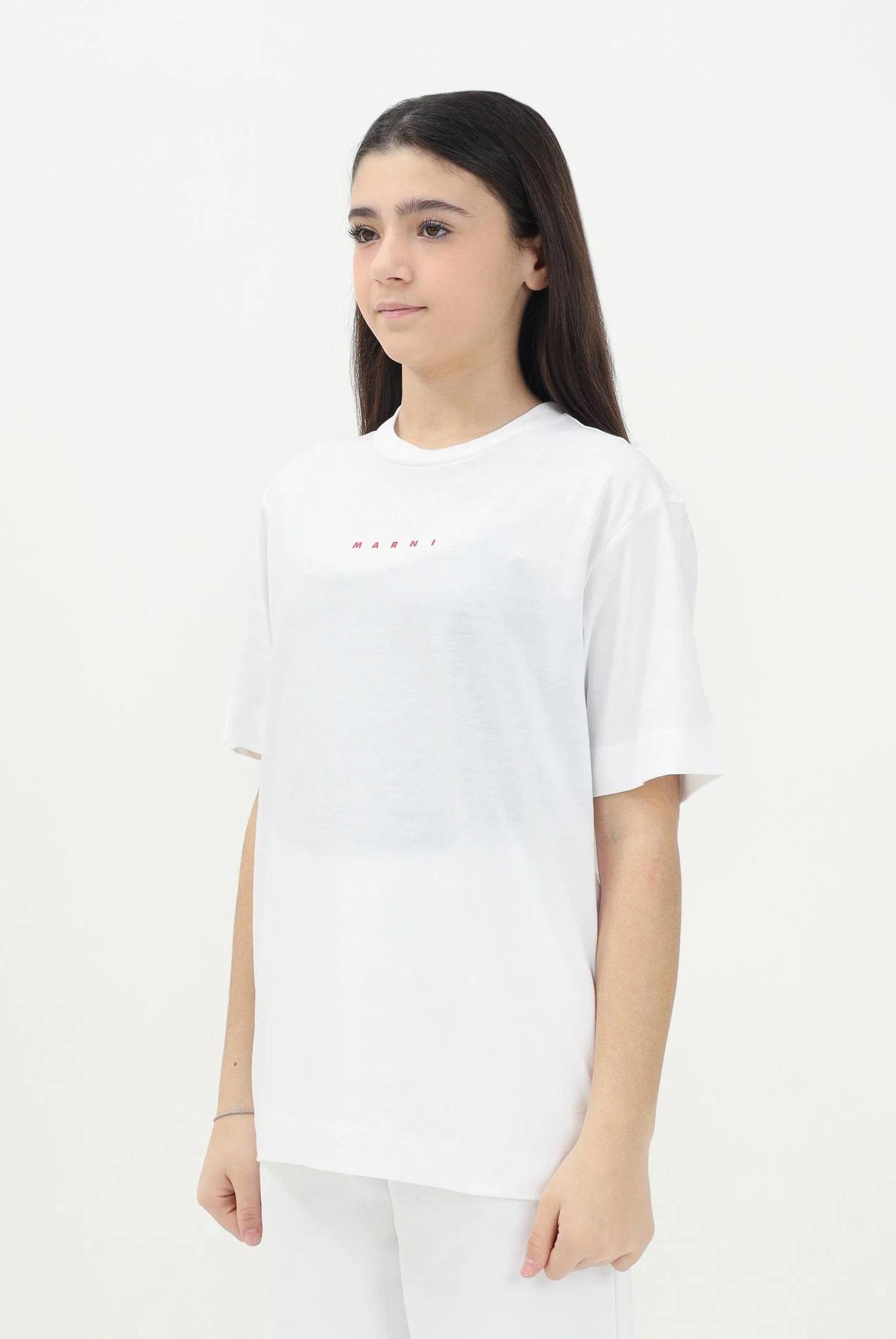 MARNI T-shirt a manica corta bianca per donna, ragazzi e bambini con stampa logo M01413M00RF 0M100 MARNI