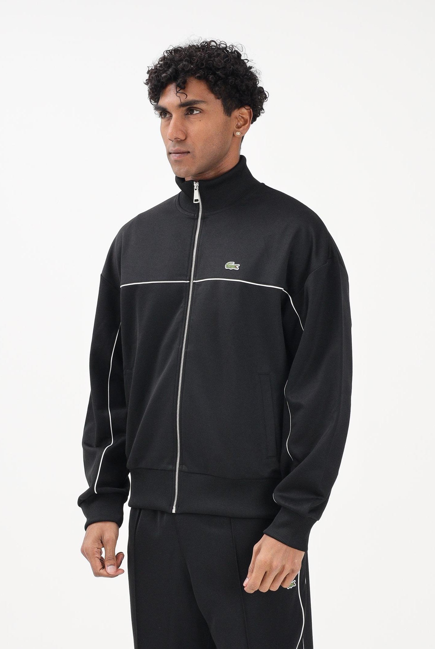 LACOSTE Felpa con zip nera da uomo SH0627 031 LACOSTE