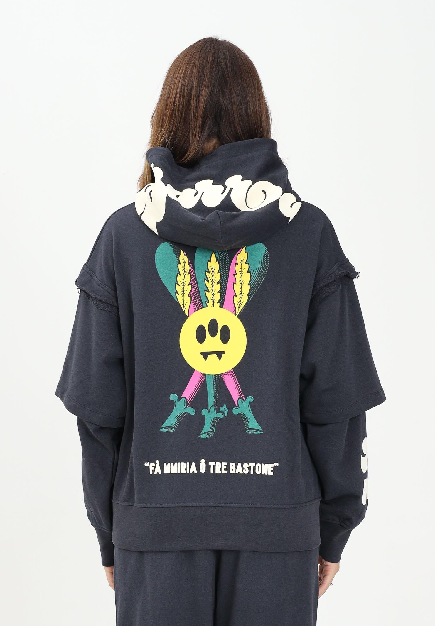 BARROW Felpa con cappuccio grigia per uomo e donna con stampa ironica F5BWUAHS075 251 BARROW