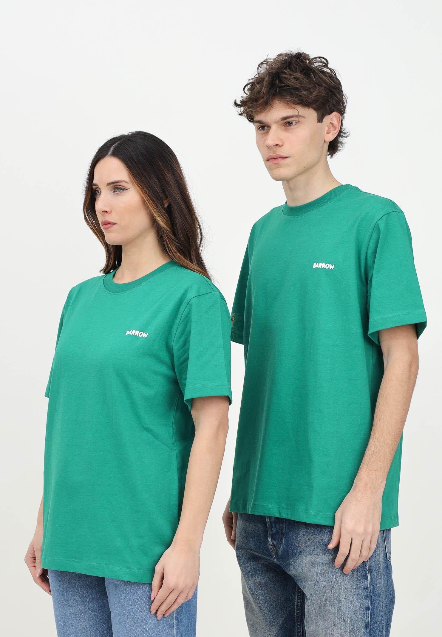 BARROW T-shirt a manica corta verde per uomo e donna con stampa teddy S5BWUATH150 BW030 BARROW