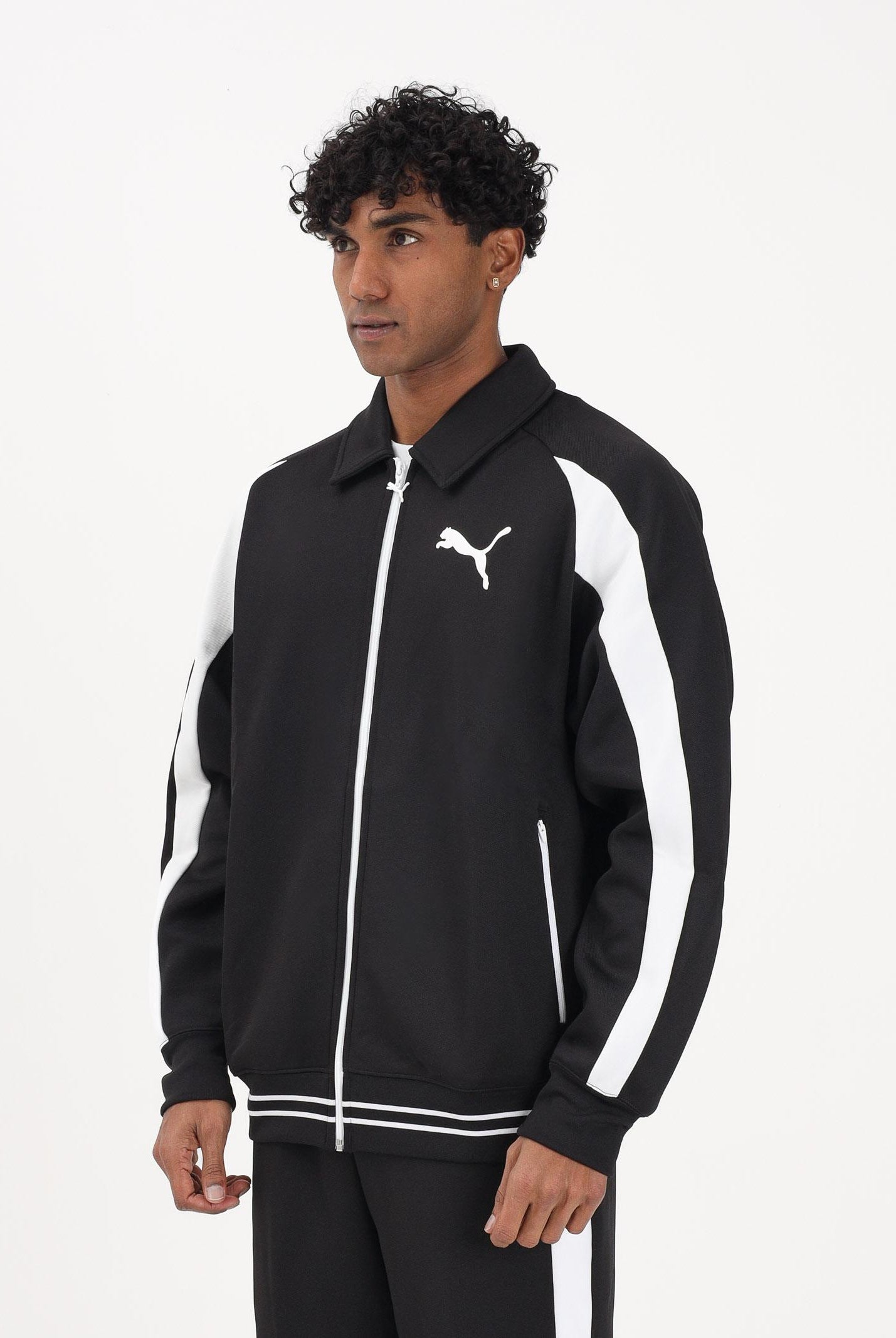 PUMA Felpa con zip T7 Big Cat nera da uomo 634400 01 PUMA