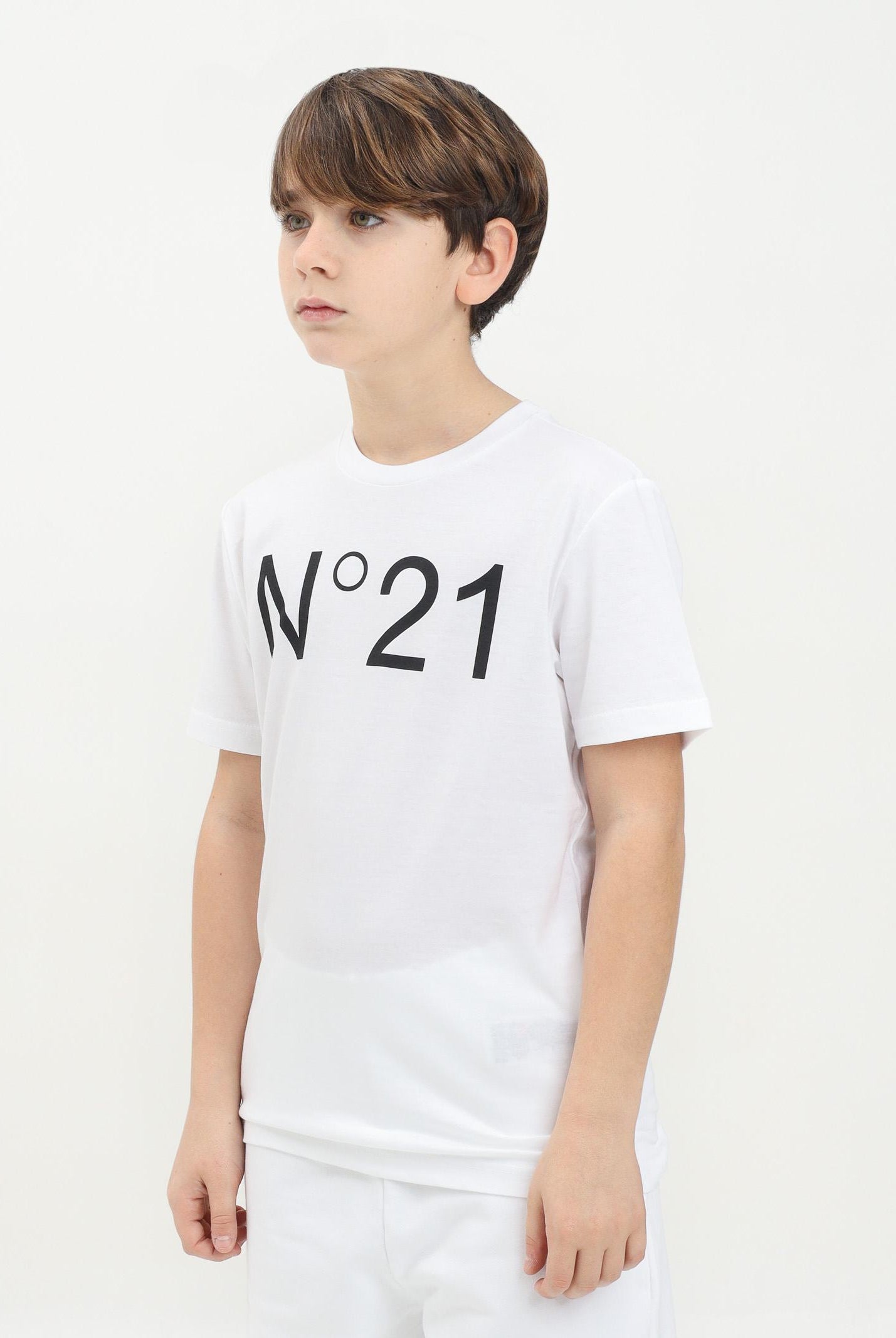 N21 T-shirt a manica corta bianca per donna, ragazzi e bambini con stampa logo N21173N0153 0N100 N21