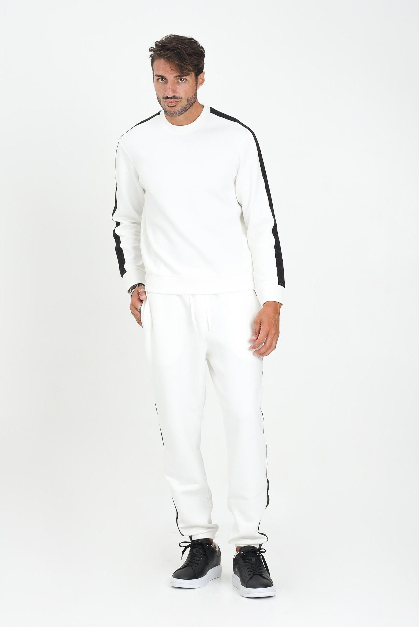 ARMANI EXCHANGE Pantalone sportivo bianco da uomo con bande laterali logate XM001301AF10818 U0009 ARMANI EXCHANGE