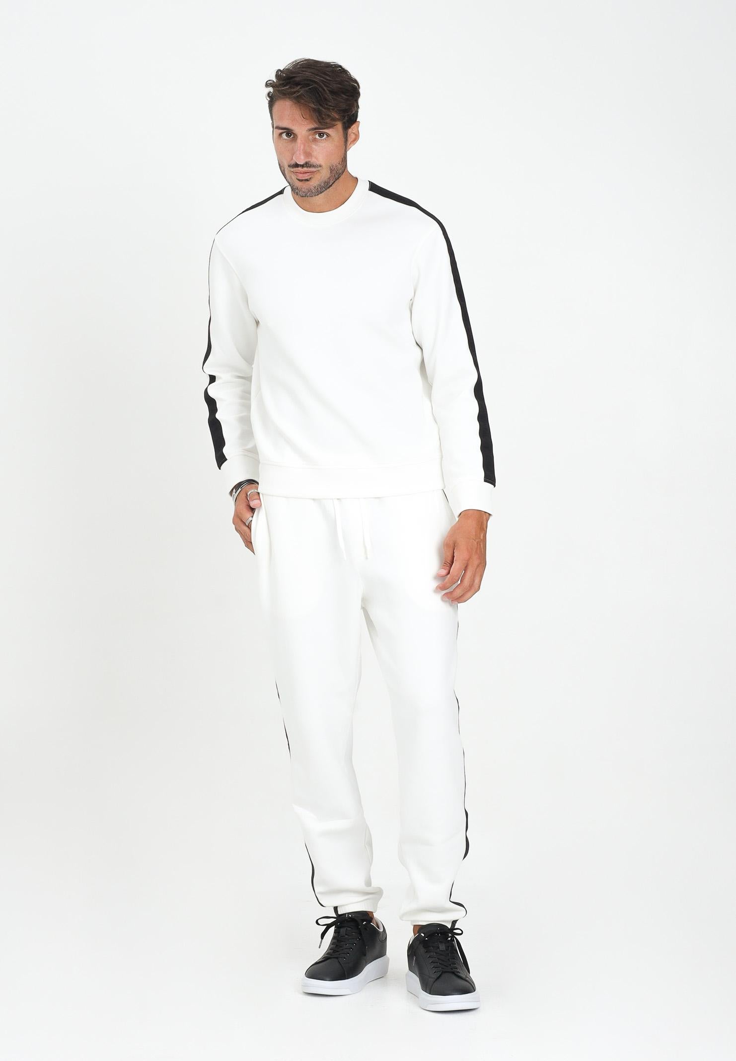 ARMANI EXCHANGE Pantalone sportivo bianco da uomo con bande laterali logate XM001301AF10818 U0009 ARMANI EXCHANGE
