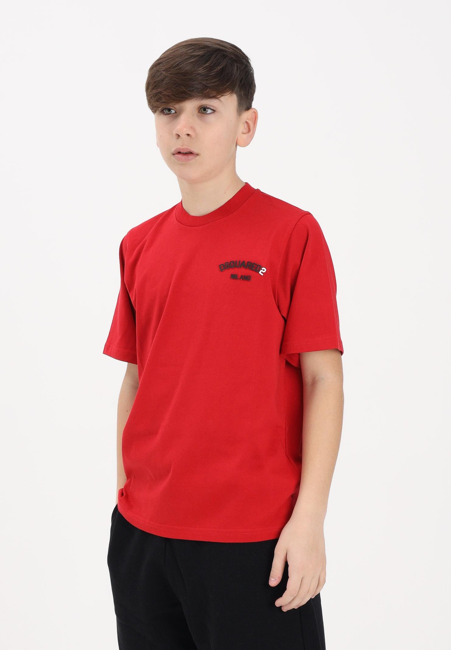 DSQUARED2 T-shirt a manica corta rossa per donna, ragazzi e bambini con logo DQ3169D0AAP DQ401 DSQUARED2