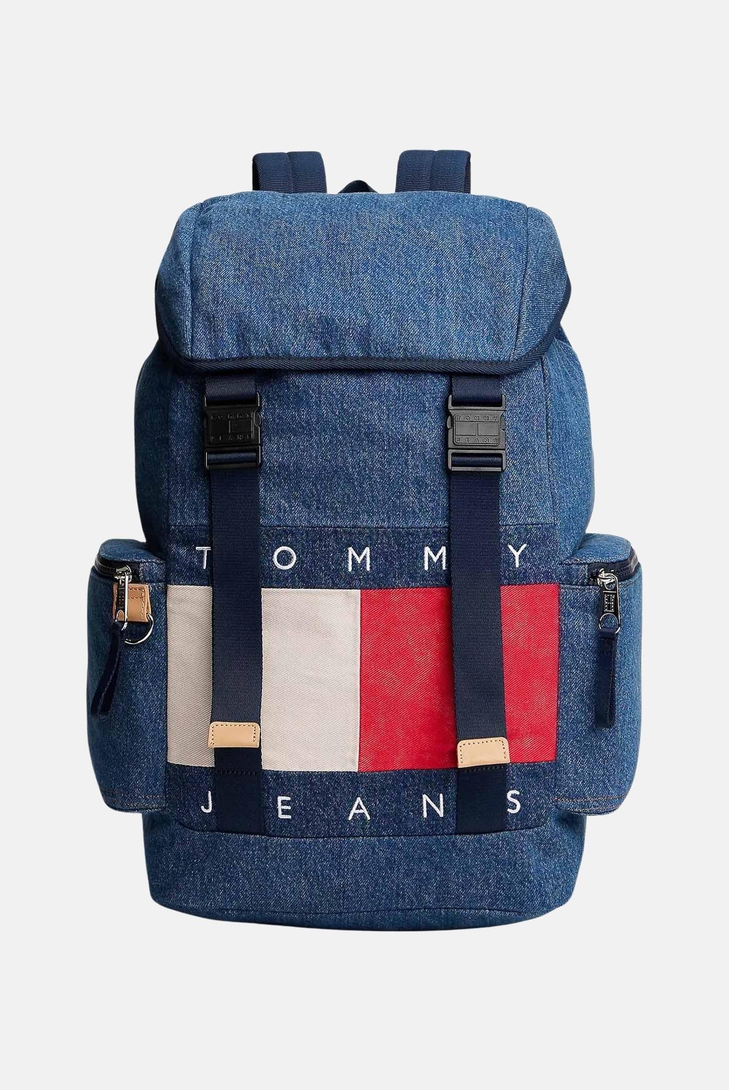 TOMMY JEANS Zaino Archive in denim blu per uomo e donna con logo AM0AM13812 1AF TOMMY JEANS