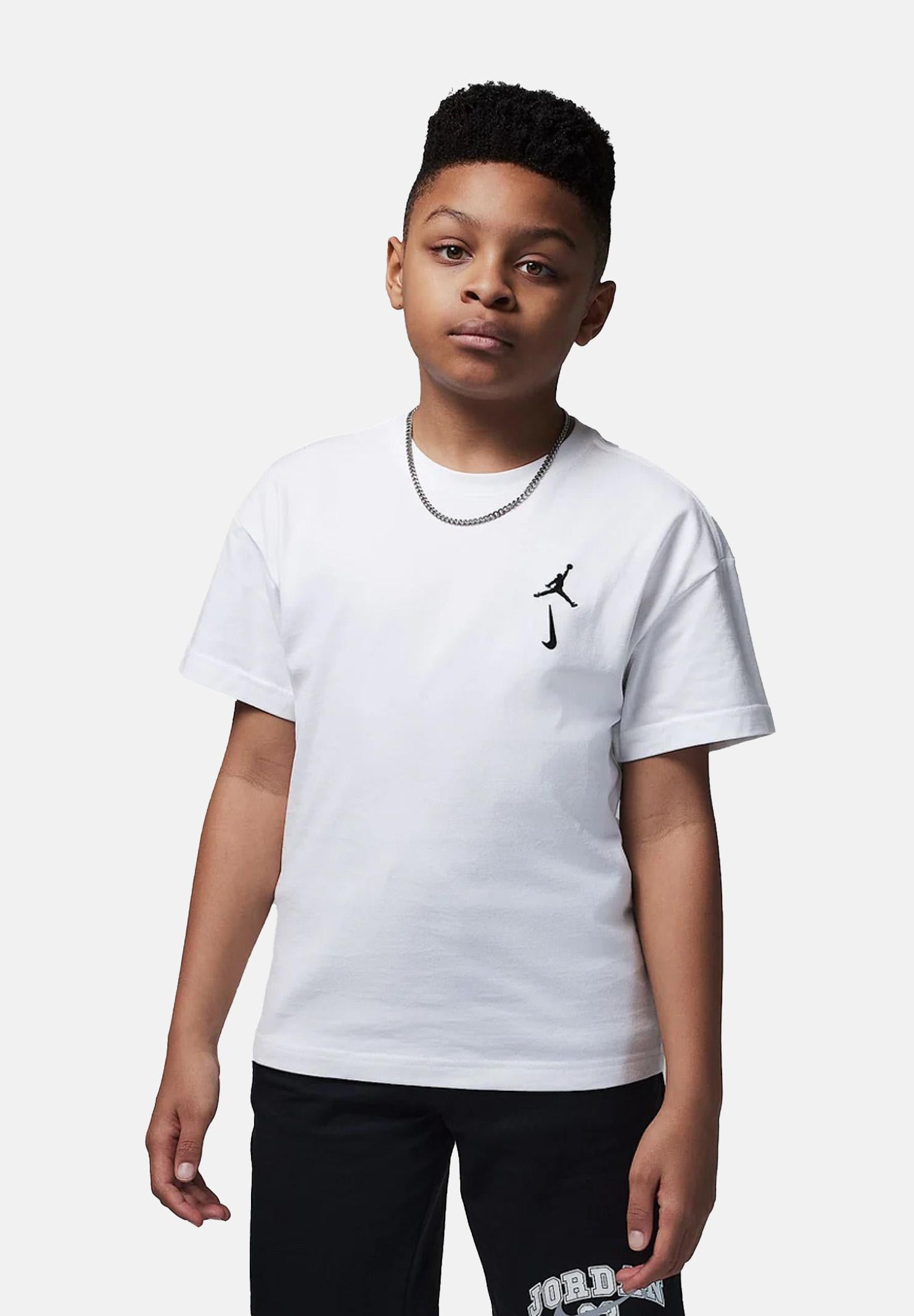 JORDAN T-shirt a manica corta MVP Back Graphic Swoosh bianca da bambino 95F053 001 JORDAN
