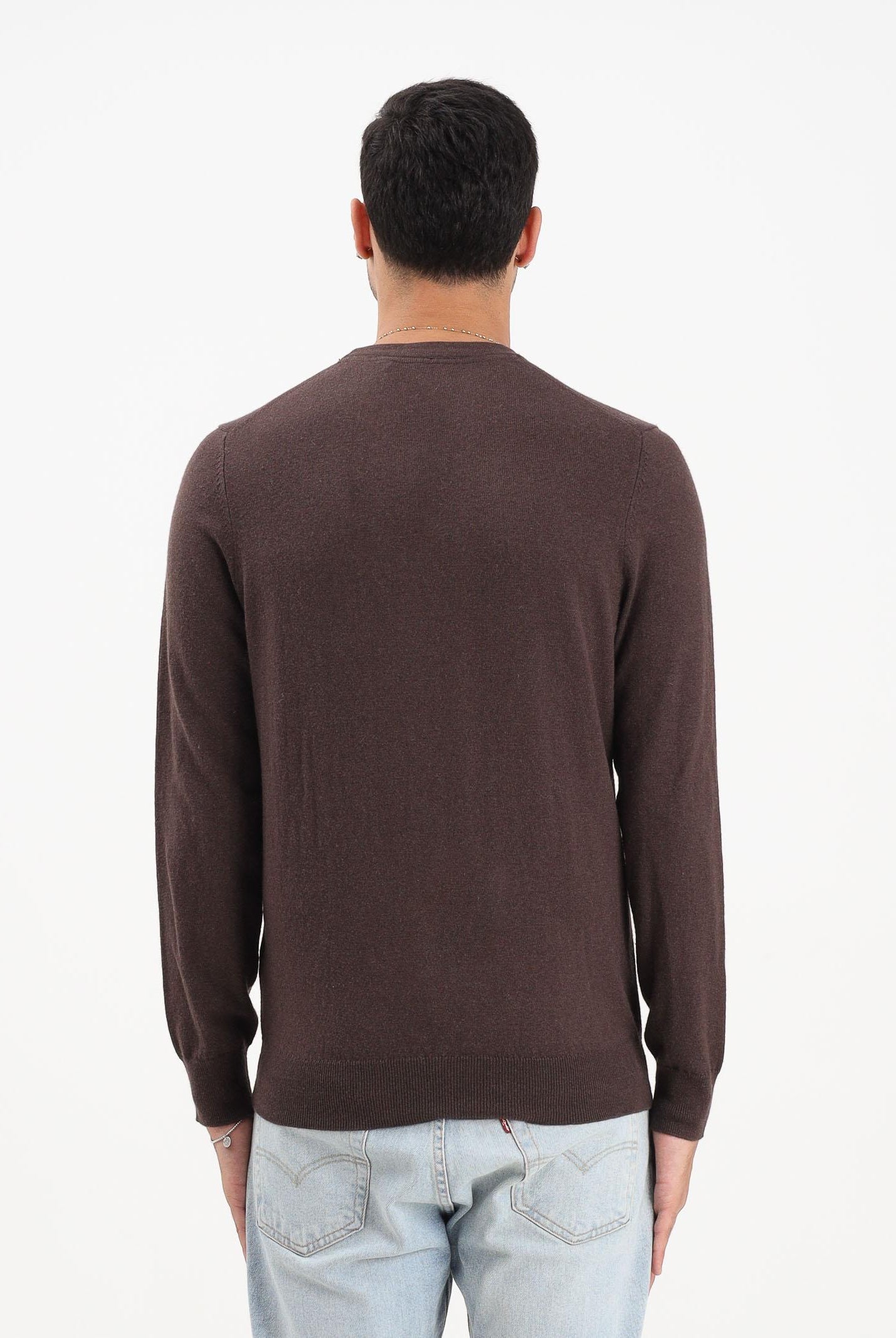 LYLE & SCOTT Maglioncino girocollo marrone da uomo KN2110VC X863 LYLE & SCOTT