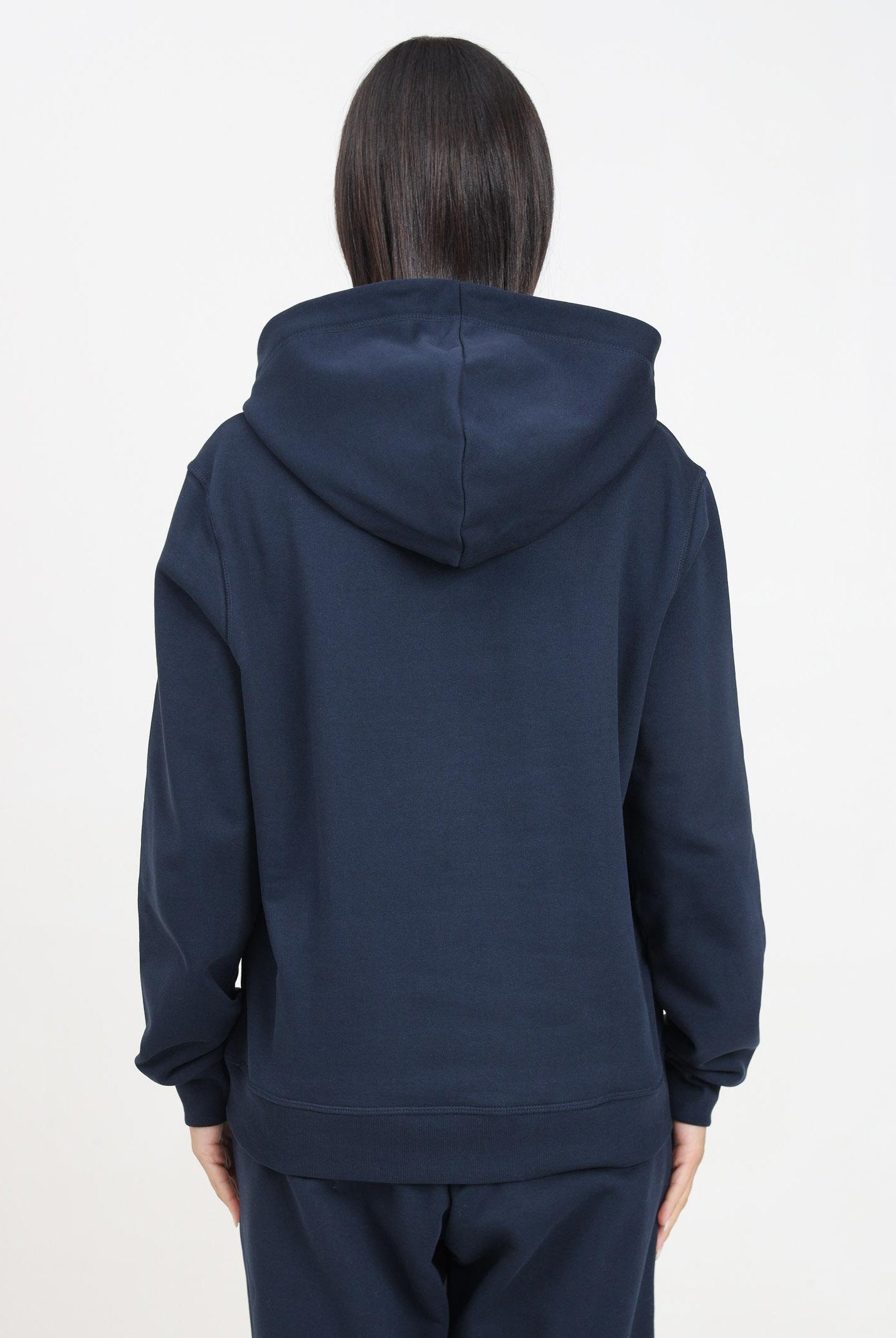 Felpa con cappuccio blu per donna e bambina rifinita da logo stile college DQ2466D0094 DQ866 DSQUARED2