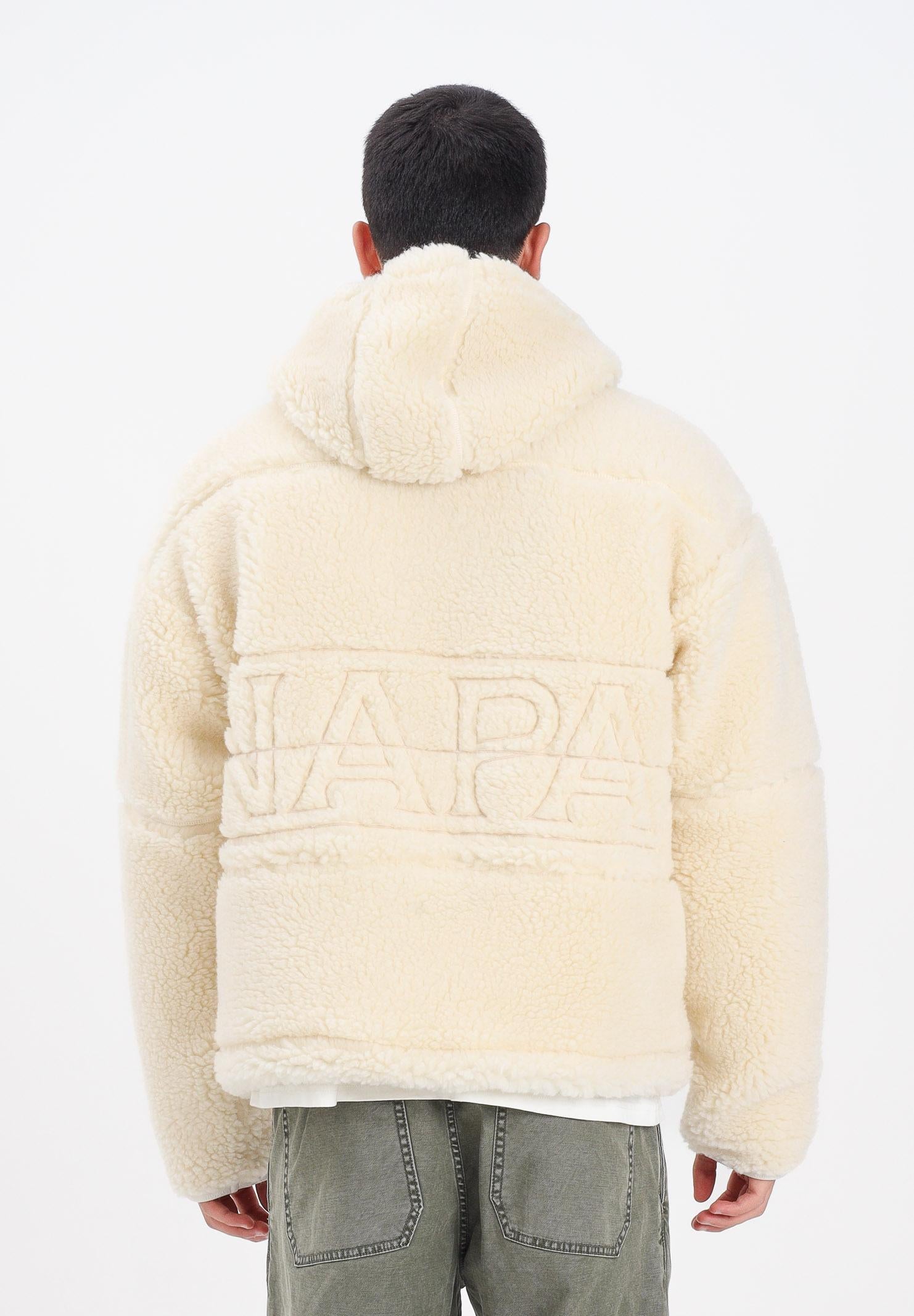 NAPAPIJRI Giubbotto panna da uomo in morbido pile teddy effetto shearling NP0A88YIN1J1 NAPAPIJRI