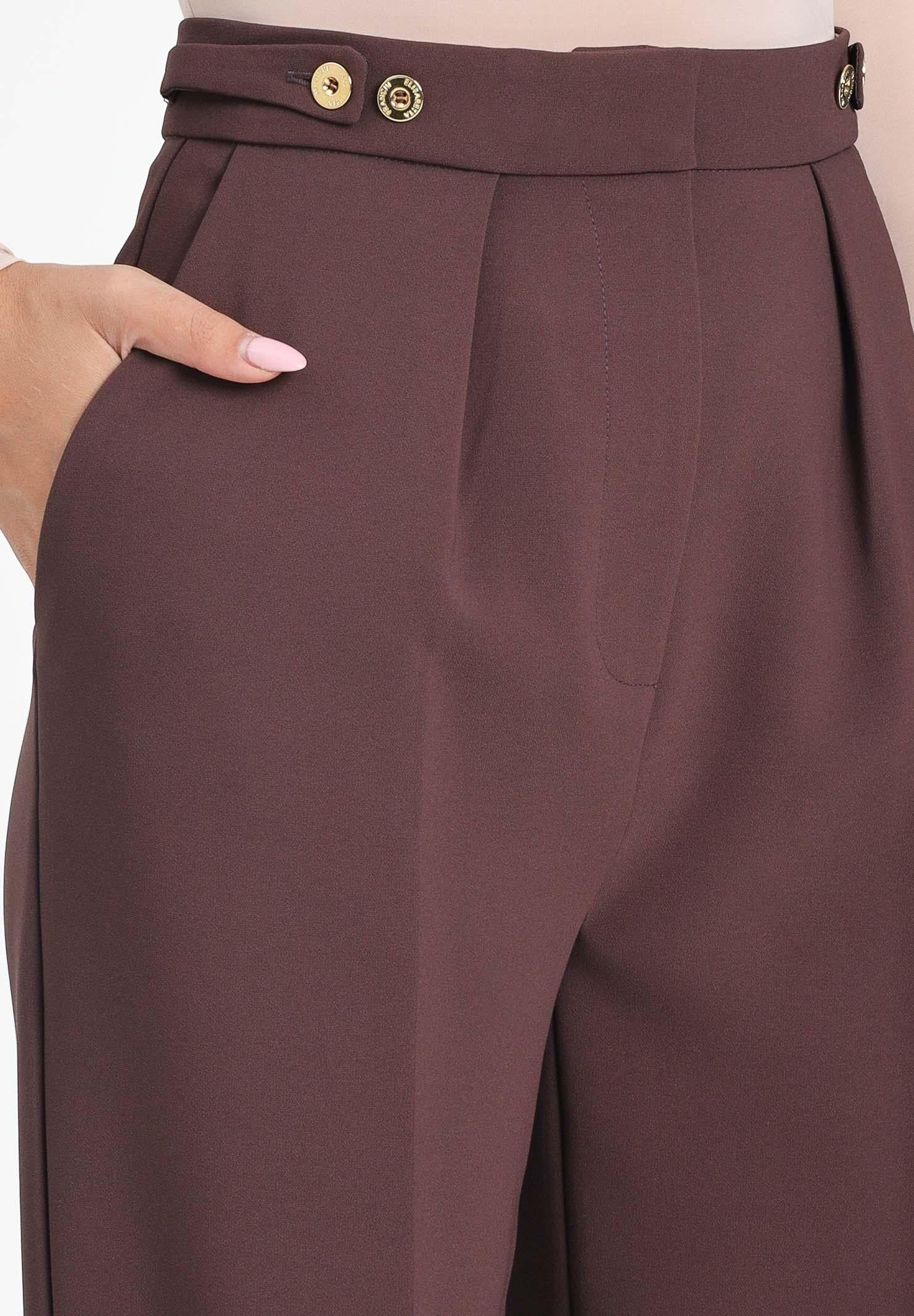 ELISABETTA FRANCHI Pantalone elegante bordeaux da donna con accessorio gioiello PA09956E2 EA4 ELISABETTA FRANCHI