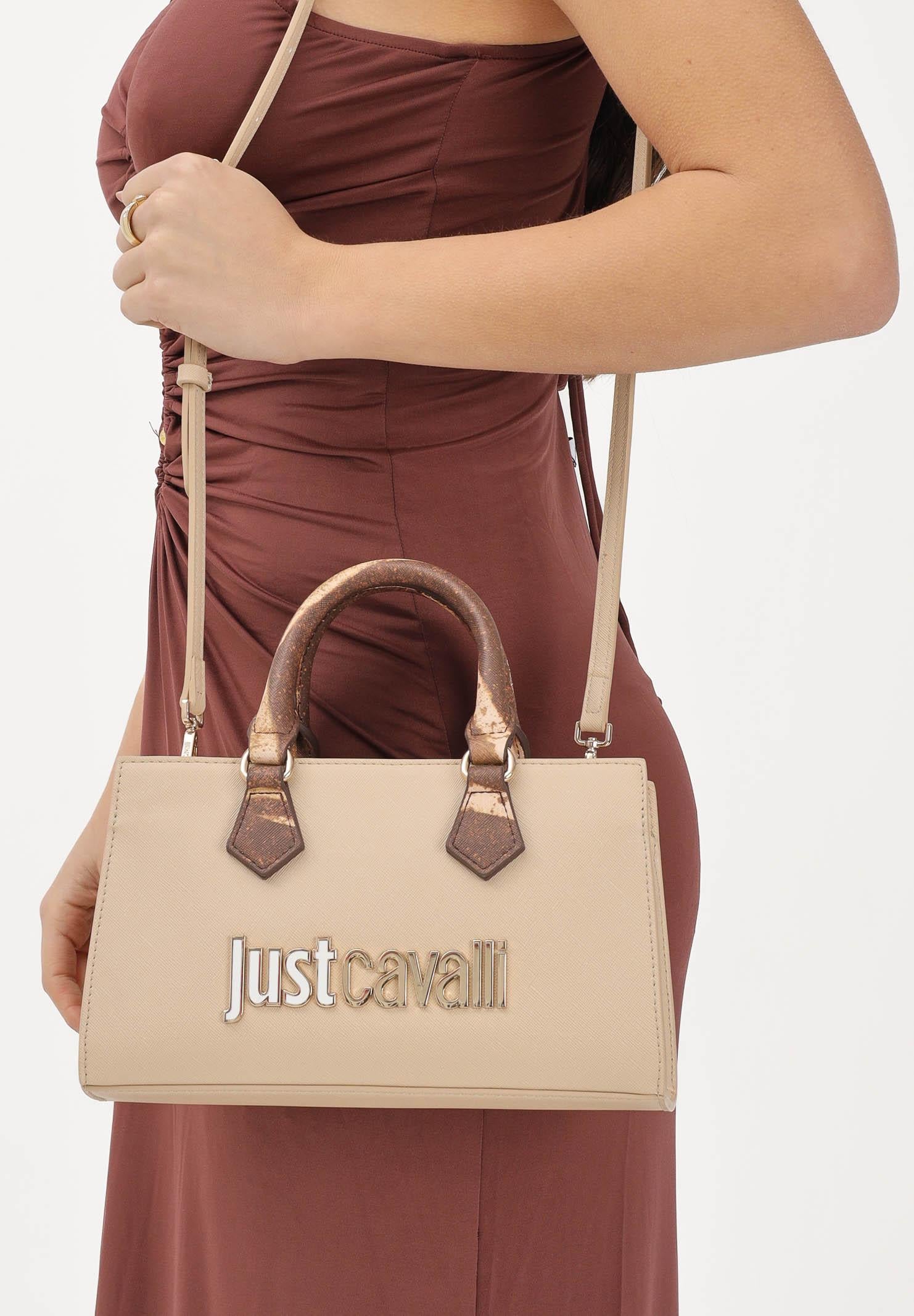 JUST CAVALLI Borsa a mano beige da donna con logo 80RA4BB2ZS766 751 JUST CAVALLI
