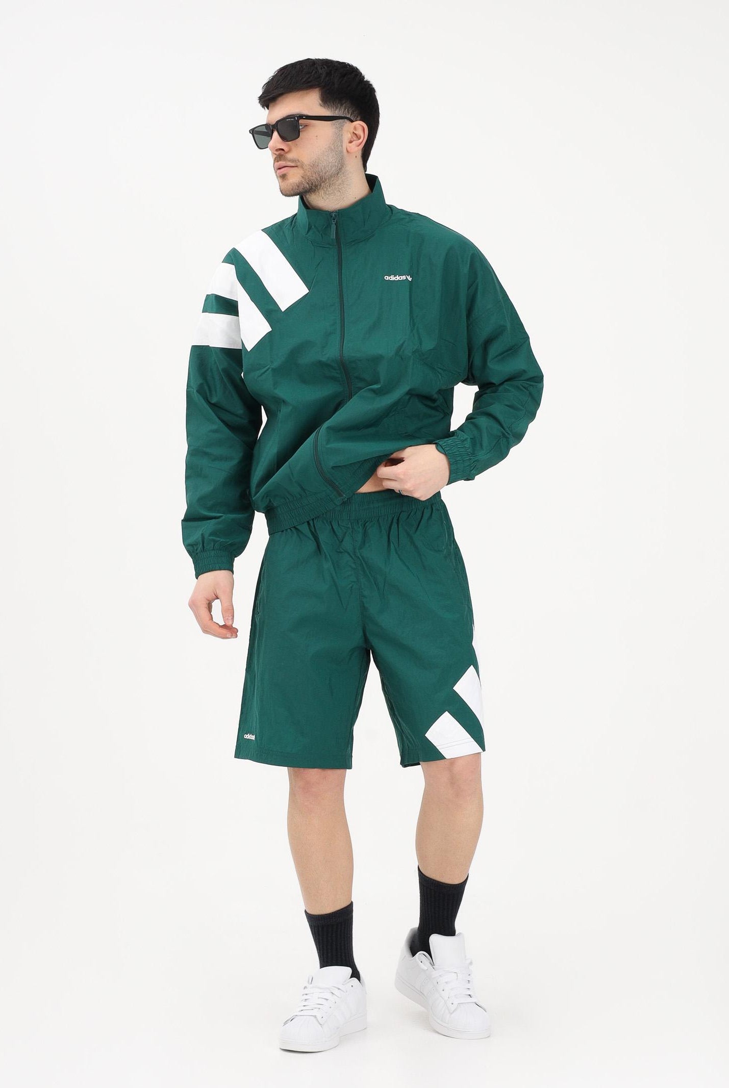 ADIDAS ORIGINALS Shorts sportivo ADICOLOR BLOCKED verde e bianco da uomo KD4073 . ADIDAS ORIGINALS