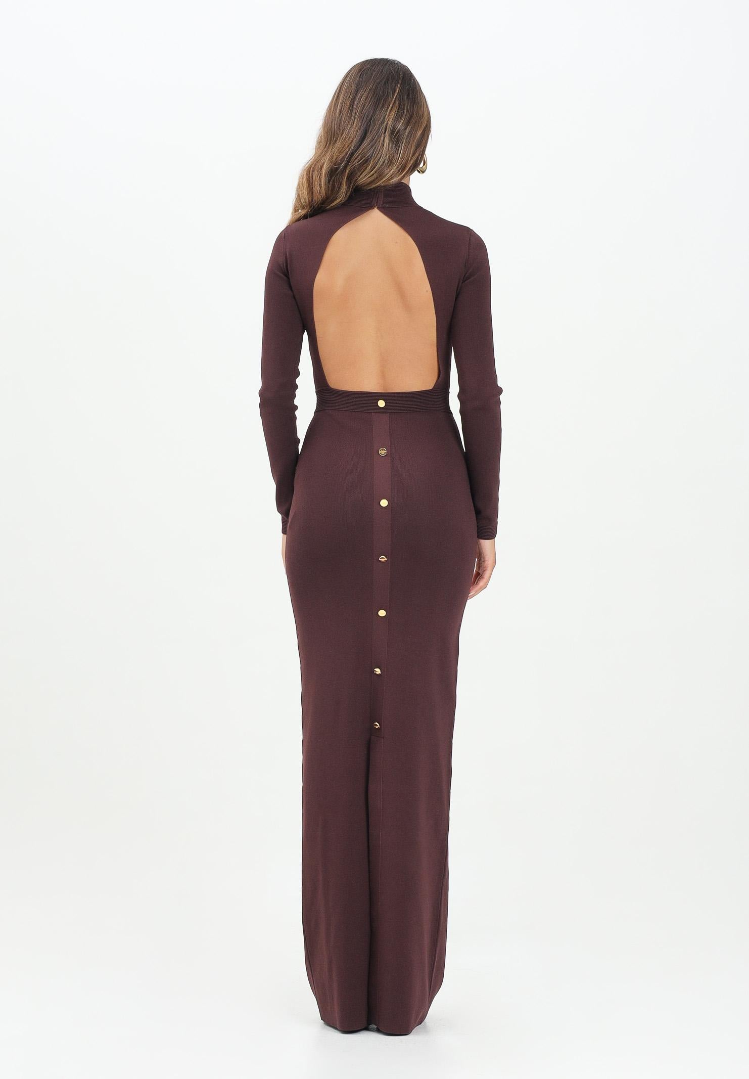 ELISABETTA FRANCHI Abito lungo bordeaux da donna con gemelli gioiello AM29S57E2 EA4 ELISABETTA FRANCHI